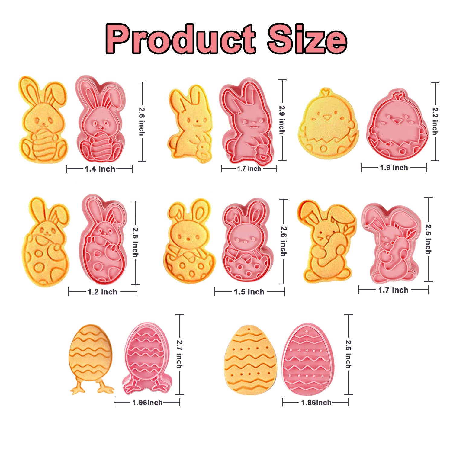 Cerlaza Easter Cookie Cutters, 8 Styles Holiday Biscuit Fondant Cookie Cutters Easter Party Decorations Supplies Favor, Easter E