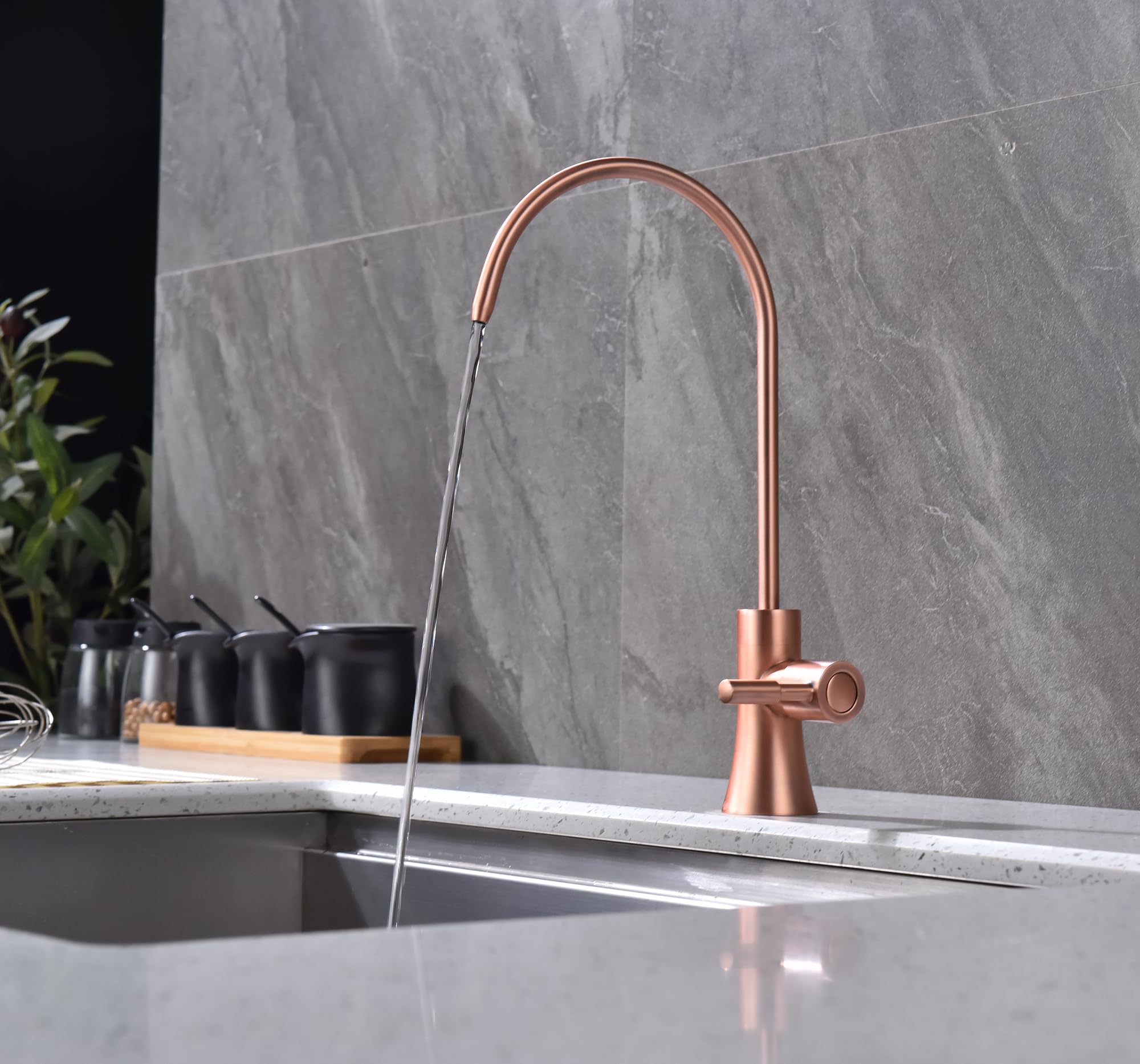 Ekrte Copper Drinking Water Purifier Faucet, Rose Gold Kitchen Bar Sink Drinking Water Purifier Faucet, Commercial Water Filtrat