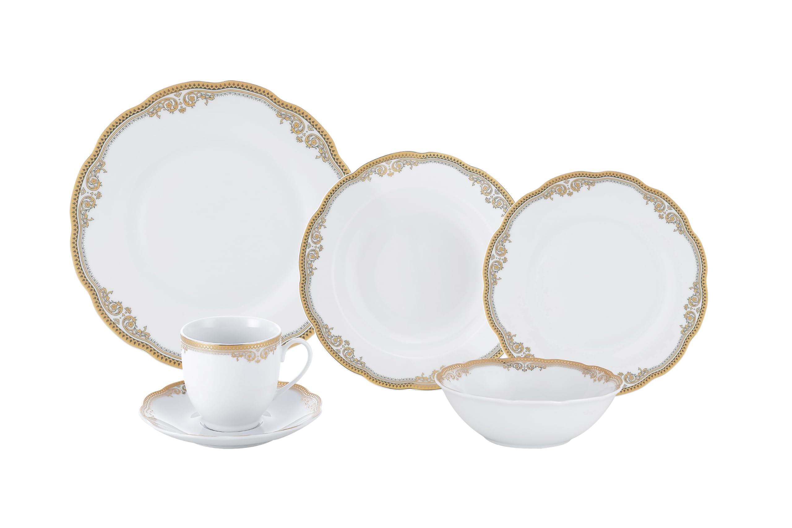 Lorenzo Import Catherine 57-Piece Wavy Porcelain Dinnerware Set