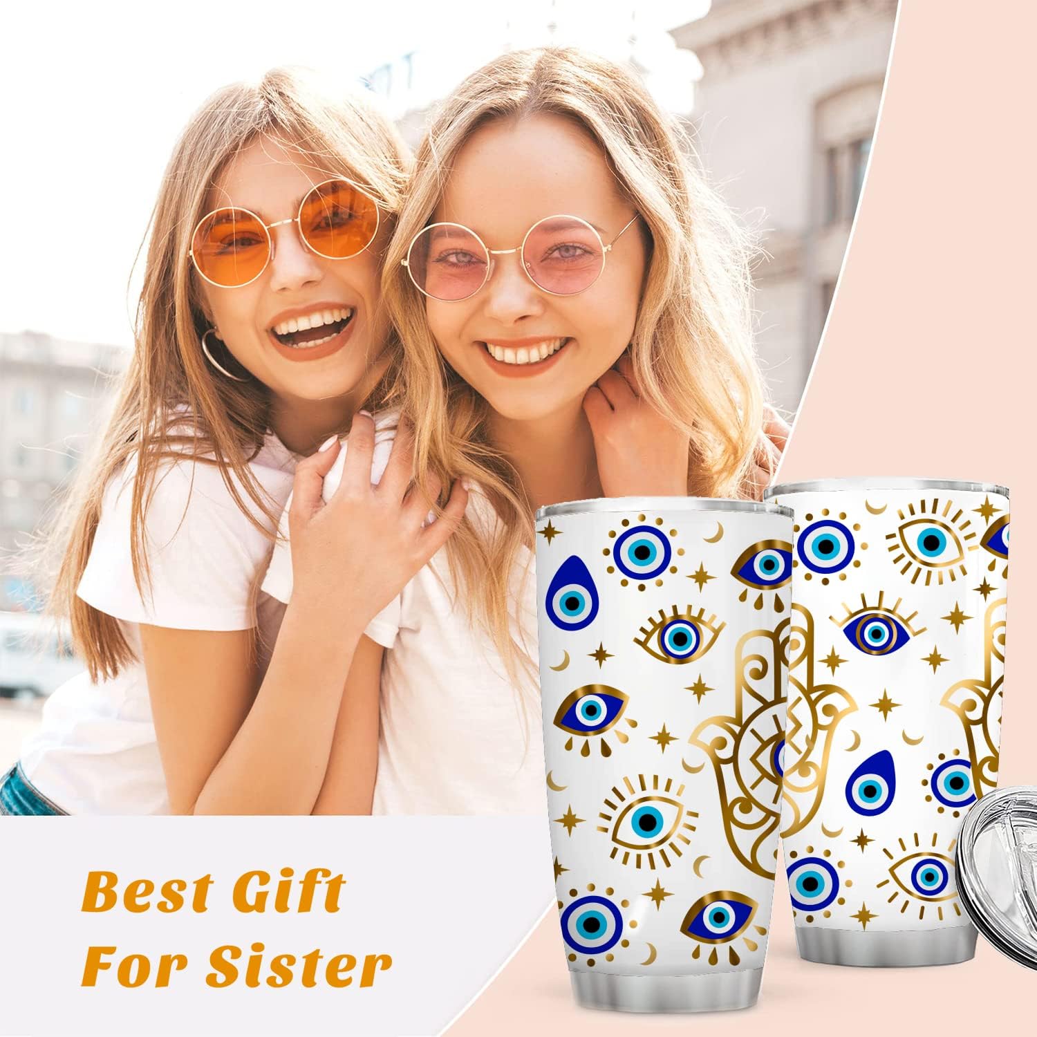 Athand Evil Eyes Coffee Mug Insulated Tumblers Cup With Lid 20 Oz | Stainless Steel Vacuum Tumbler Travel Iced Coffee Mugs | Bes