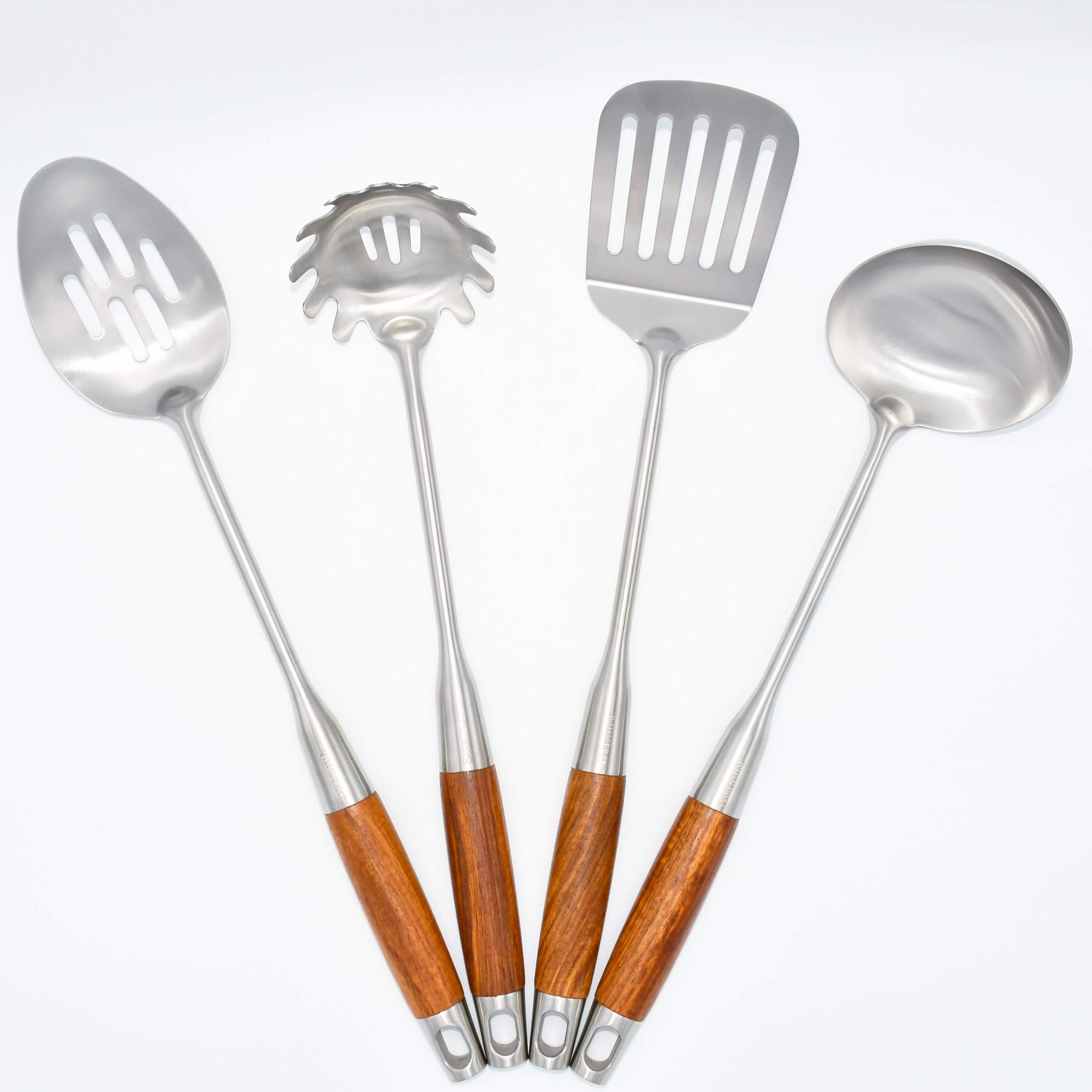Barenthal 4piece 304 Stainless Steel Kitchen Utensils Set, Kitchenware Tool Set with Natural Wood Handles (Slotted Spoon, Slott