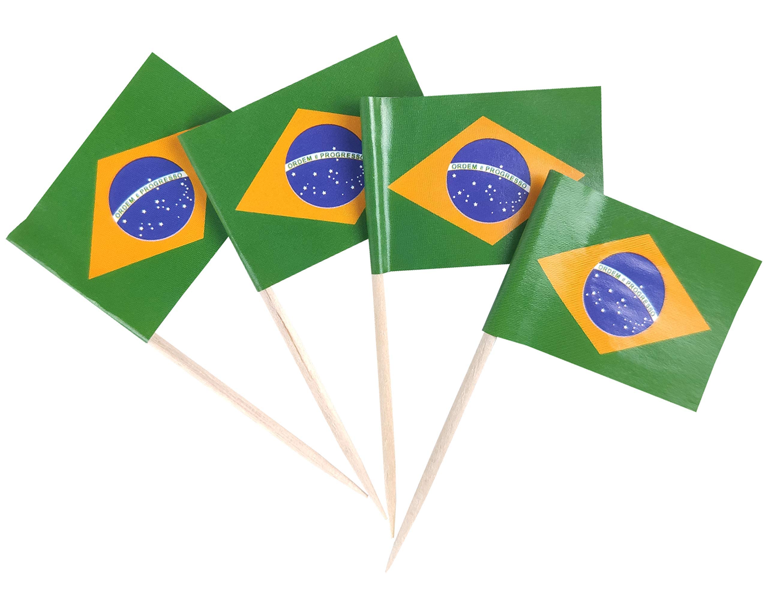 Jbcd Brazil Toothpick Flag Brazilian Mini Small Cupcake Topper Flags (100 Pcs)