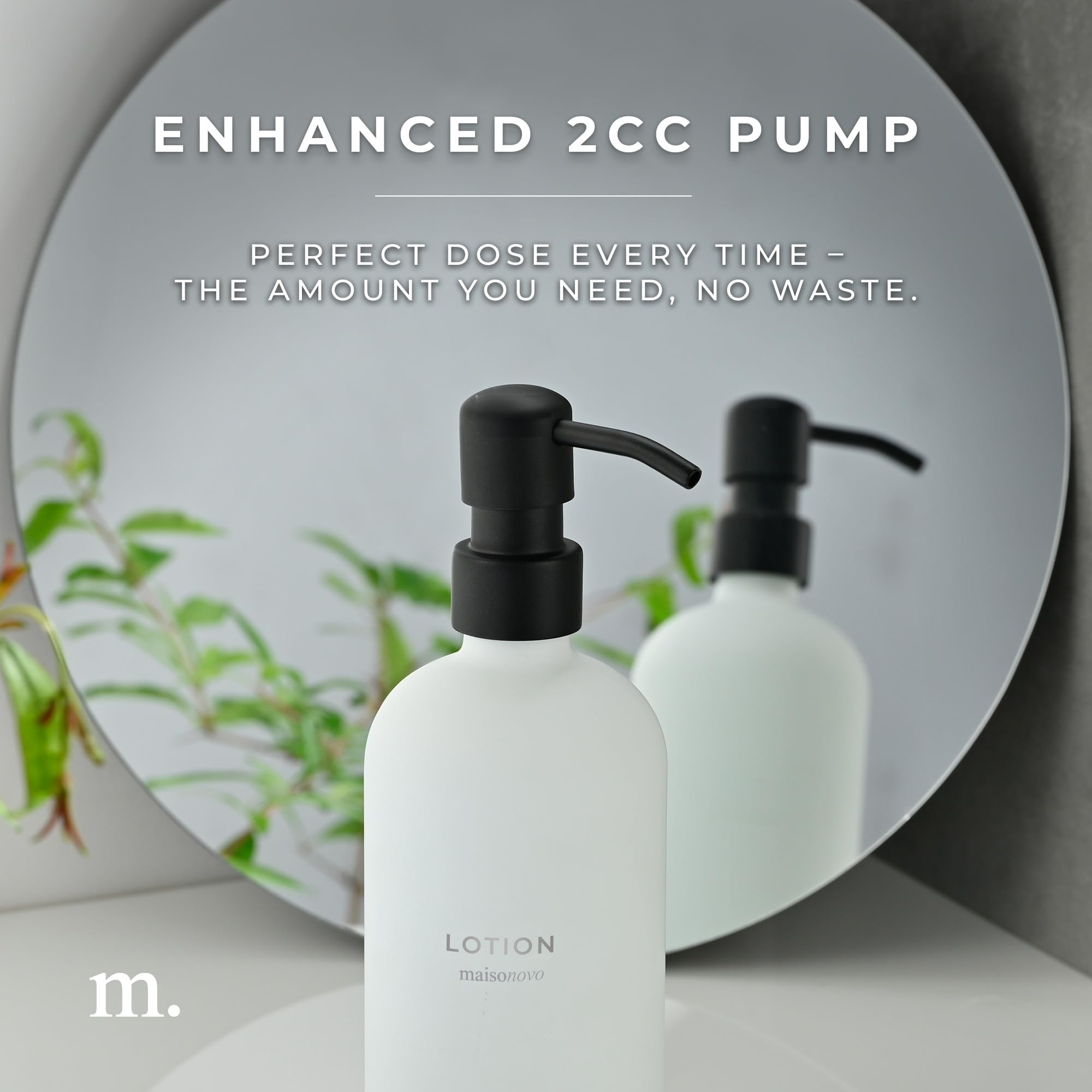 Maisonovo Bathroom Soap And Lotion Dispenser Set | 16.9 Fl Oz White Glass Black Pumps X 2