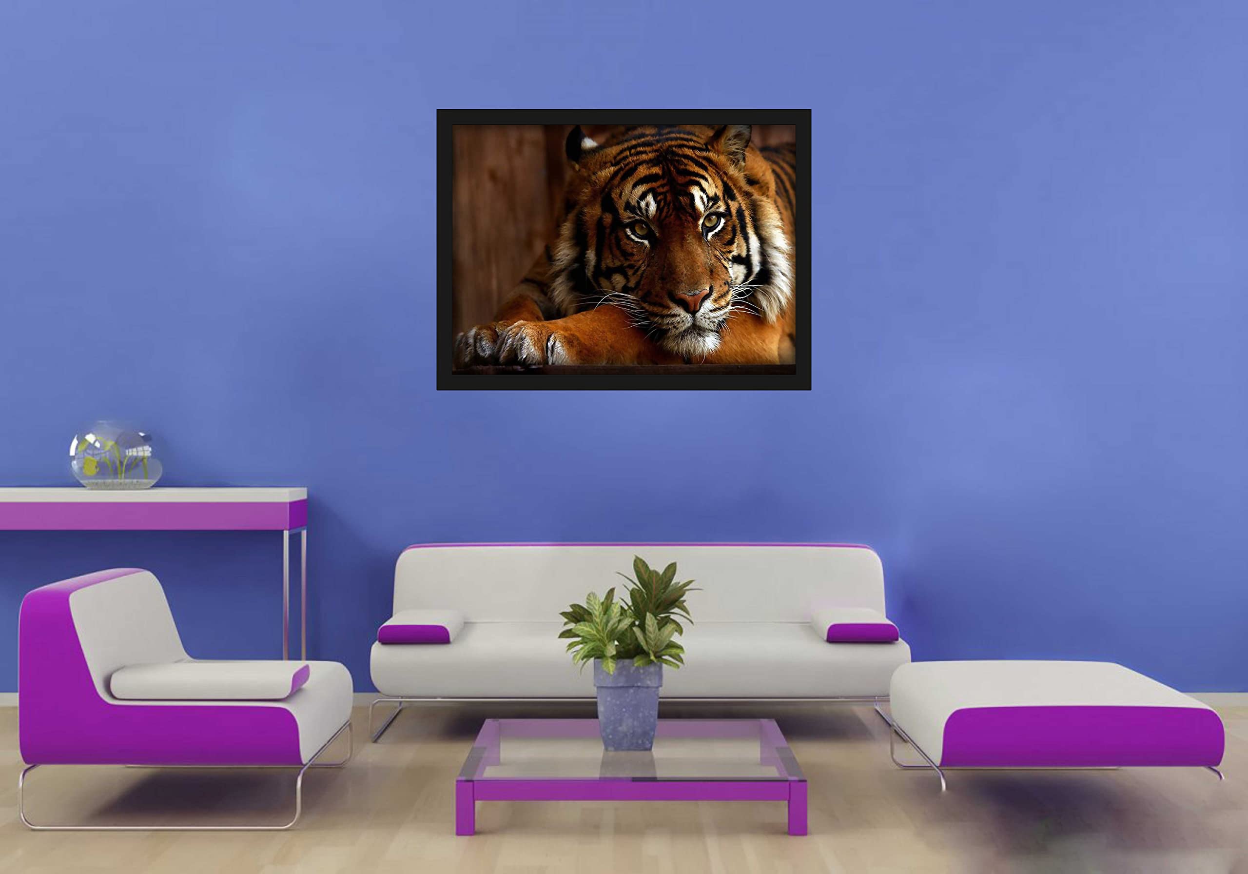 Hk Prints Tiger Painting With Frame 14X20 Inch