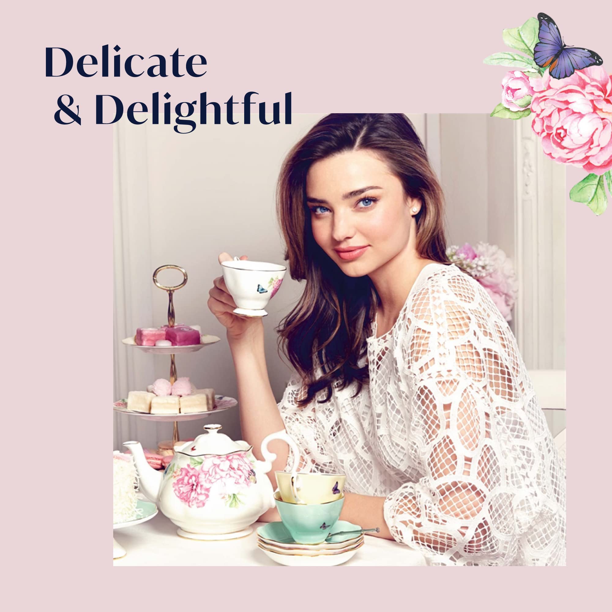 Miranda Kerr For Royal Albert Mixed Patterns Teacup & Saucer Set of 4  6Fl oz