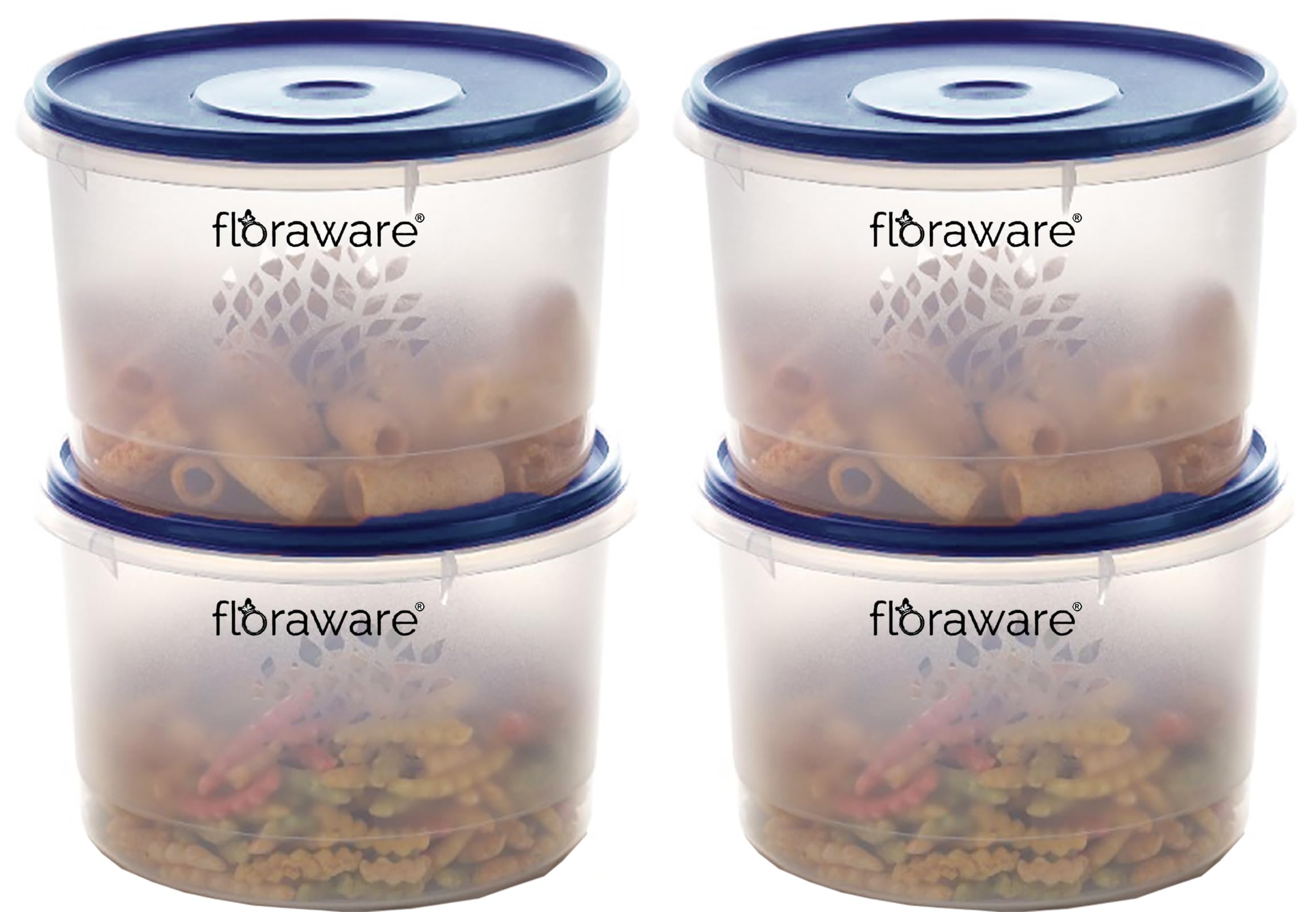Floraware 3.5 Litres Round Modular MultiPurpose Plastic Containers With Lid | Food Grade Bpa Free Leak Proof | Rice Spices Atta
