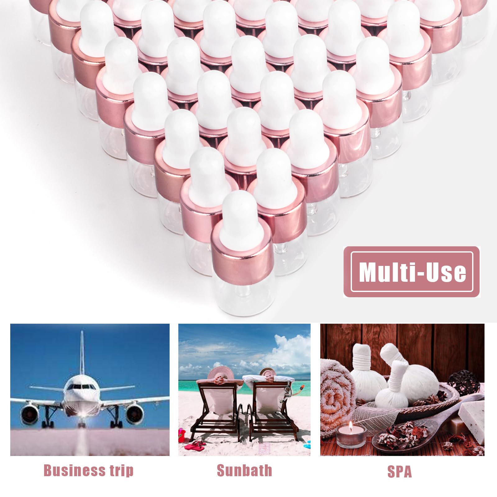 Easeen 50 Pcs Sample Dropper Bottles, 1Ml Mini Dropper Bottles With 2 Pcs Plastic Droppers For Traveling Essential Oils Diy Cosm