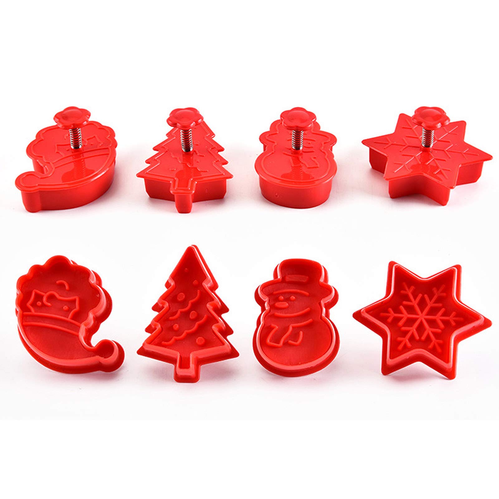 Christmas Cookie Cutter Set, 4 Pack Holiday Cookie Molds, Christmas Cookie Cutters For Baking - 3D Cookie Cake Plunger Cutter Ba