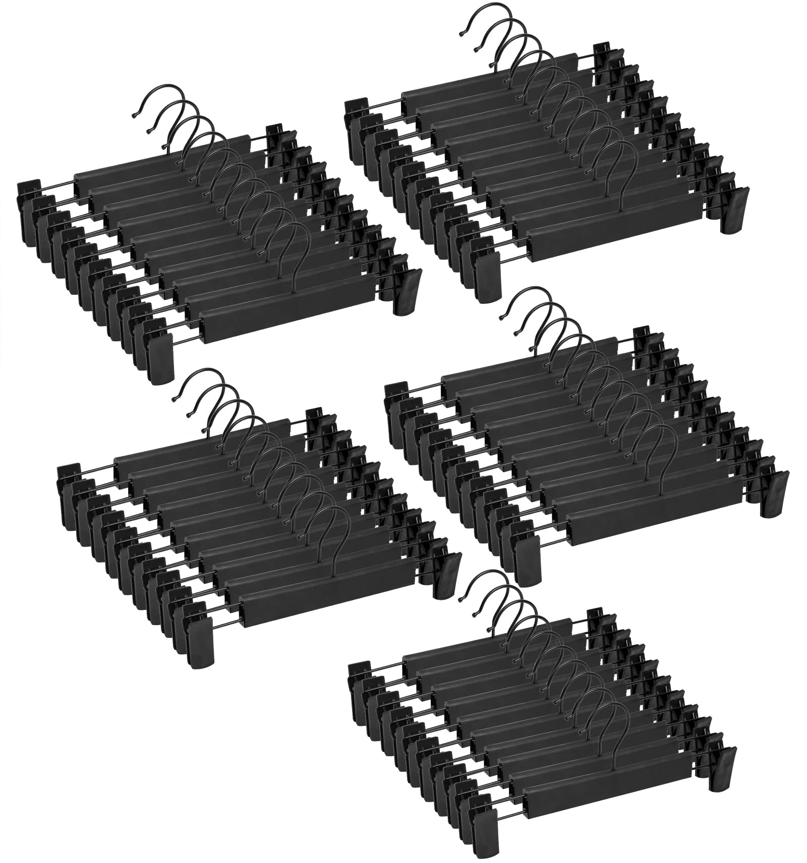 Northern Brothers Pants Hangers, 50Pack Skirt Hangers With Clips Black Pant Hangers For Pants Bulk Shorts Hangers