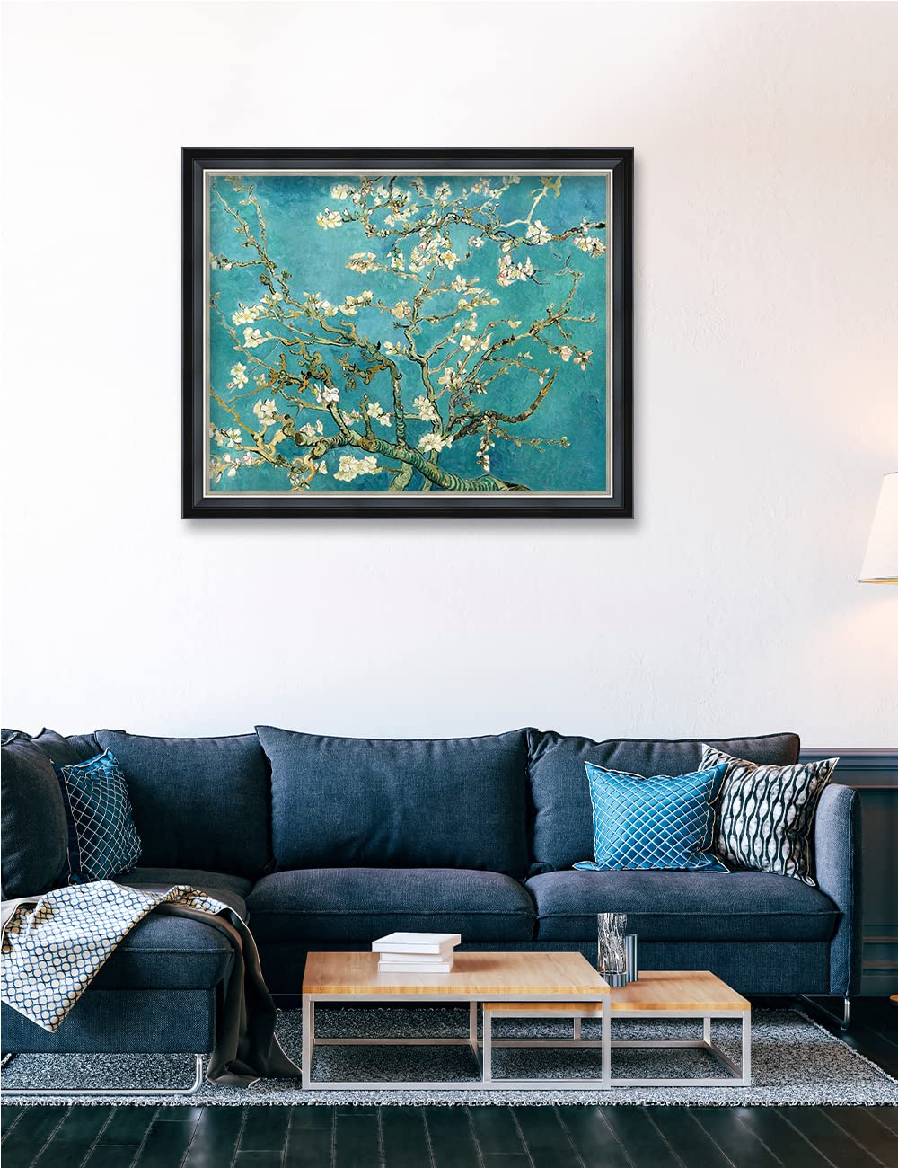 Decorarts - Blossoming Almond Tree, Classic Art By Vincent Van Gogh. Framed Giclee Prints With Solid Wood Frame And Silver Accen