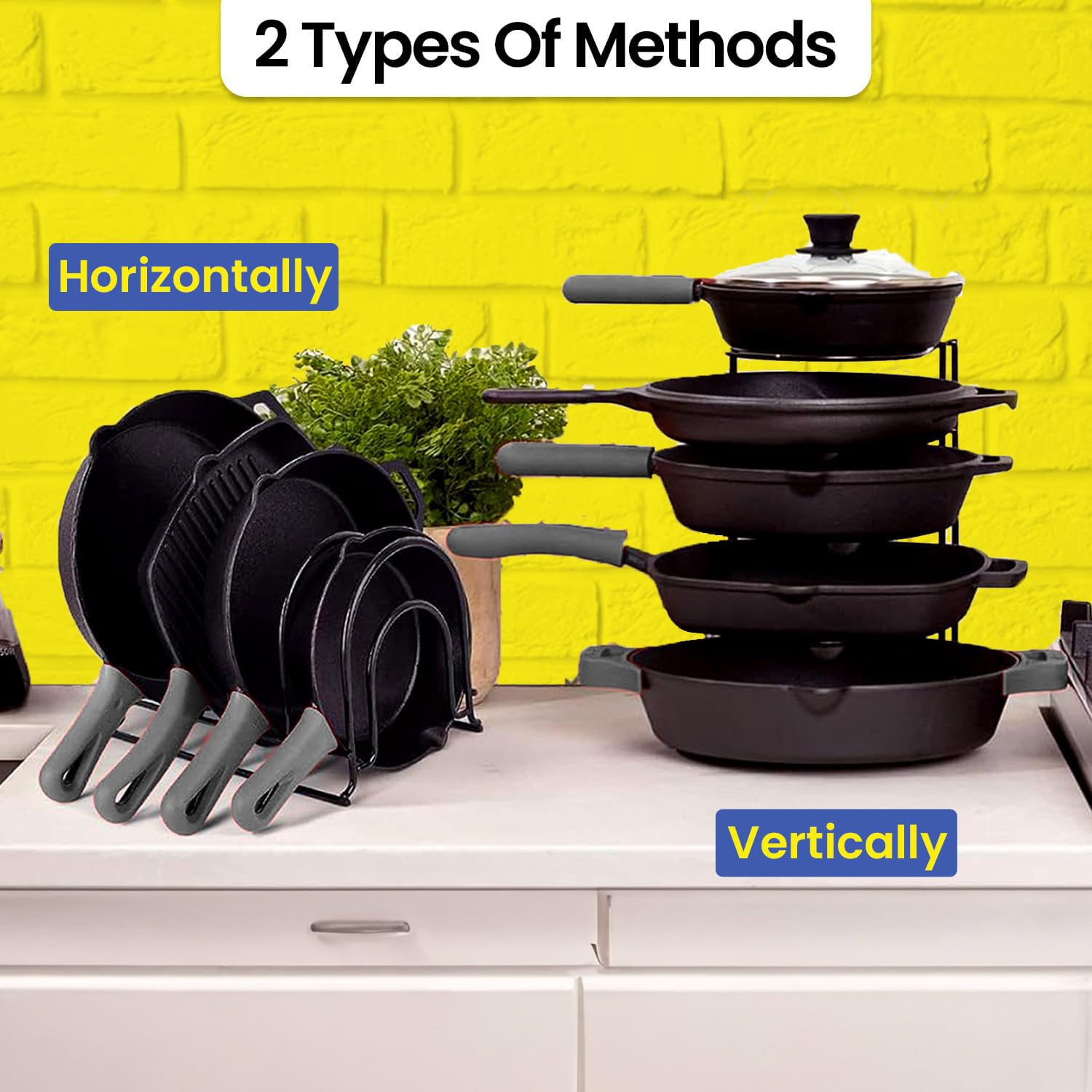 WonderStand Heavy Duty Pot Pan Rack Organizer (5-Tier), Pan Rack Holder and Organizer Rack for Home/Kitchen