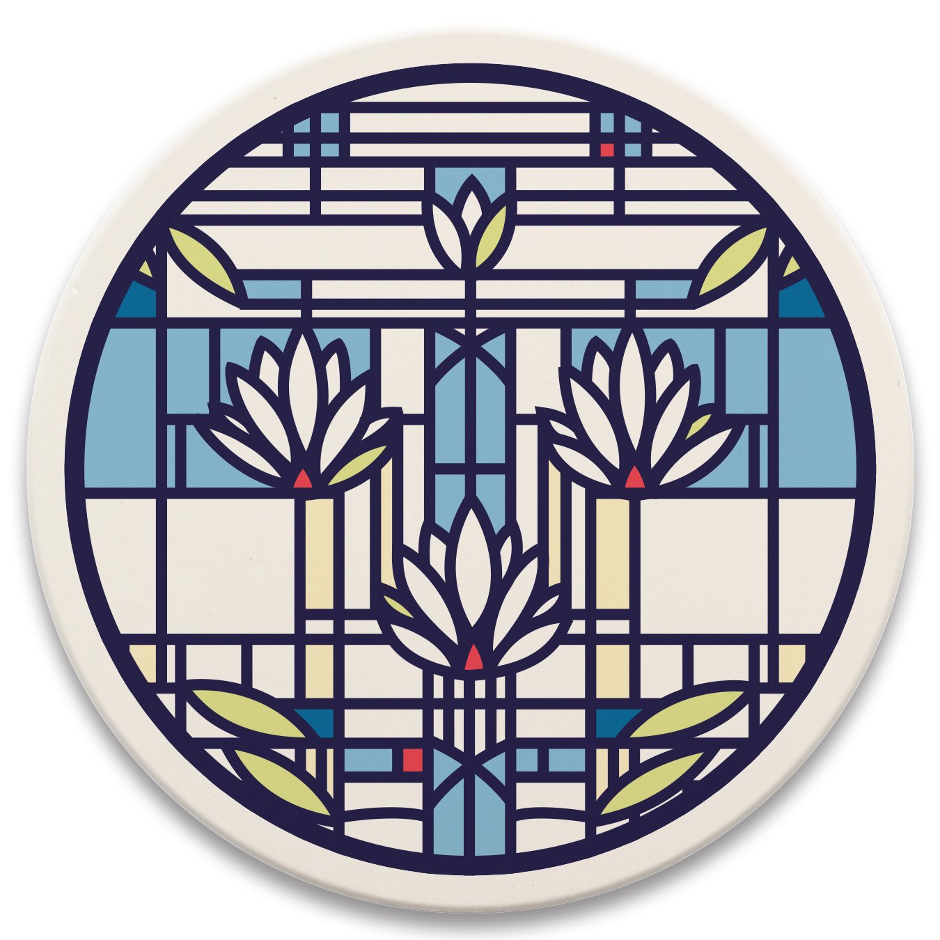 Coasterstone Frank Lloyd Wright Waterlilies Set Of 4 Coasters, One Size, Multicolored