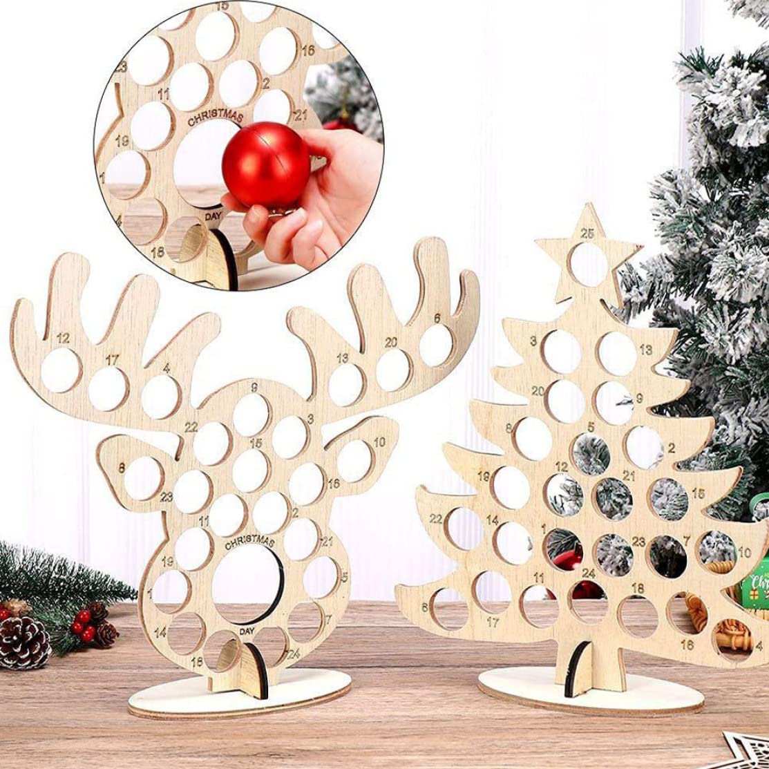 Advent Calendar 2022, Christmas Countdown Calendar Wooden Chocolate Frame Advent Calendar Xmas Decoration Style2