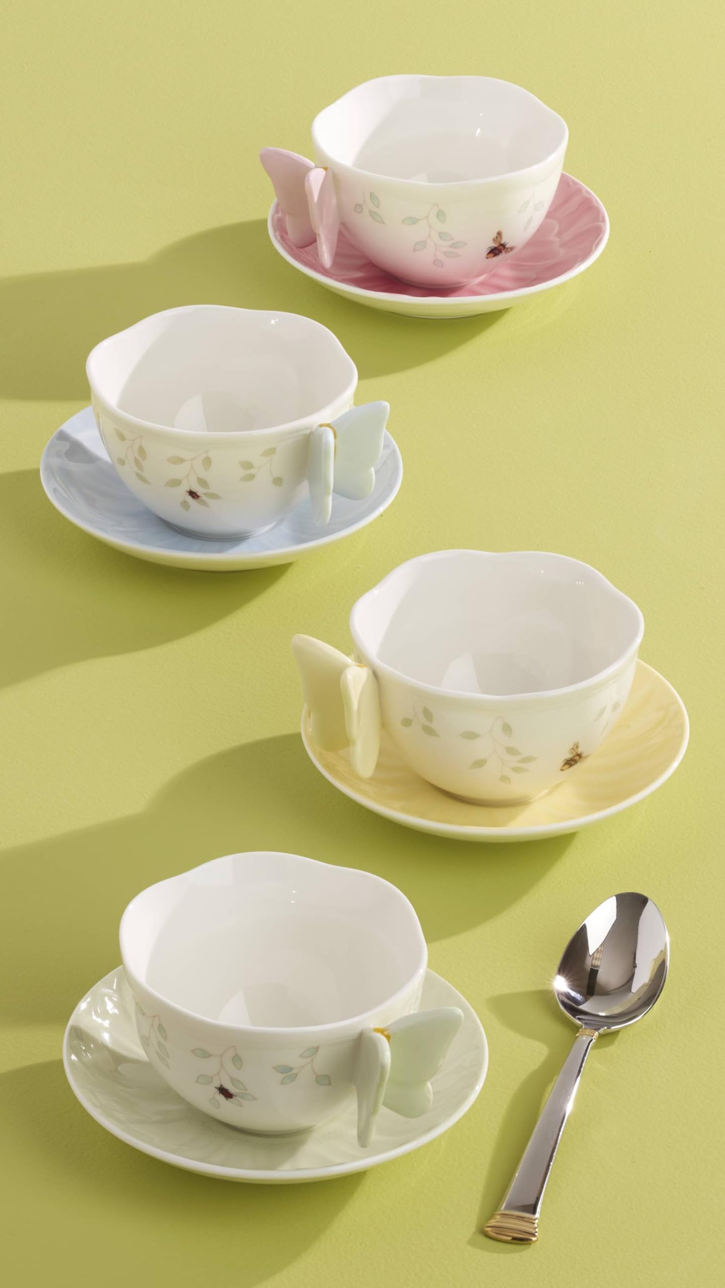 Lenox Butterfly Meadow Figural Cup And Saucer Set, Blue