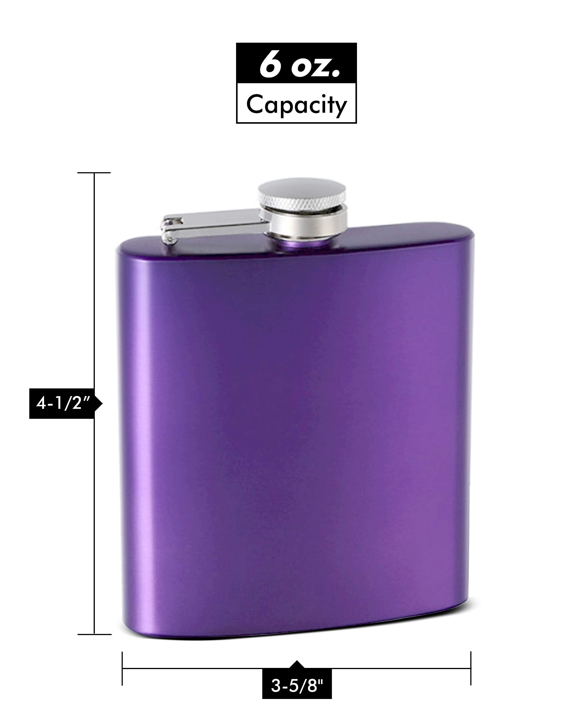 Top Shelf Flasks 6 Oz. Pearlized Painted Hip Flask, Assorted Colors, Purple