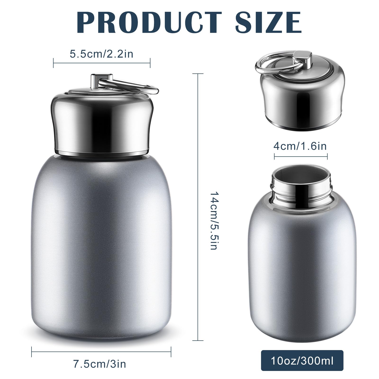 Mifoci 4 Pcs 10Oz Mini Stainless Steel Water Bottle Slim Insulated Thermal Water Bottle Small Vacuum Hot Cold Drink Portable Wat