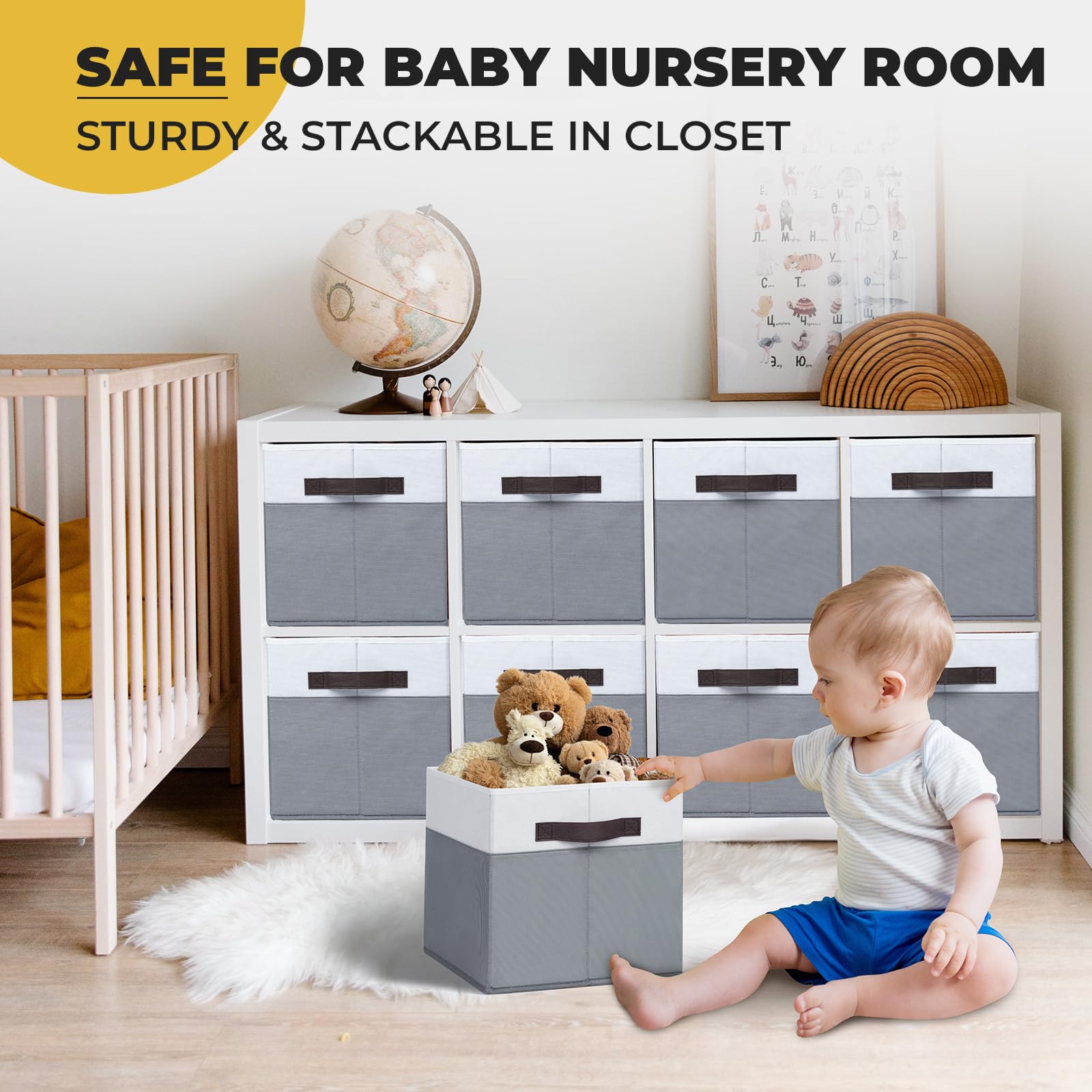 Criusia Fabric Storage Cubes - 13 Inch Large Storage Bins 4 Pack - Clothes Organizer Bins For Closet, Shelves, Cube Organizer/Cu