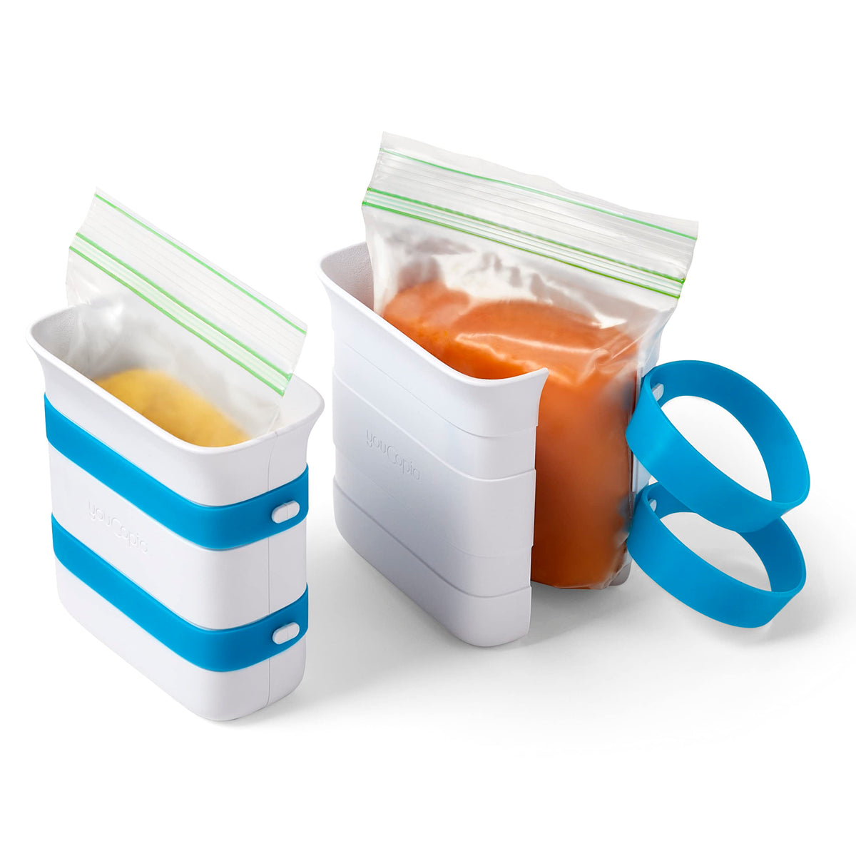 Youcopia Freezeup Freezer Food Block Maker, 2 Cup, 2-Pack, Meal Prep Bag Container To Freeze Leftovers And Soup