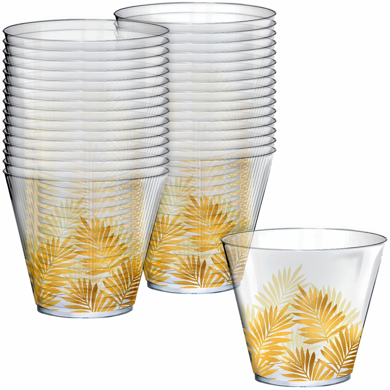 Golden Key West Plastic Tumblers - 9 Oz. (Pack Of 30) - Perfect For Outdoor Events, And Poolside Celebrations