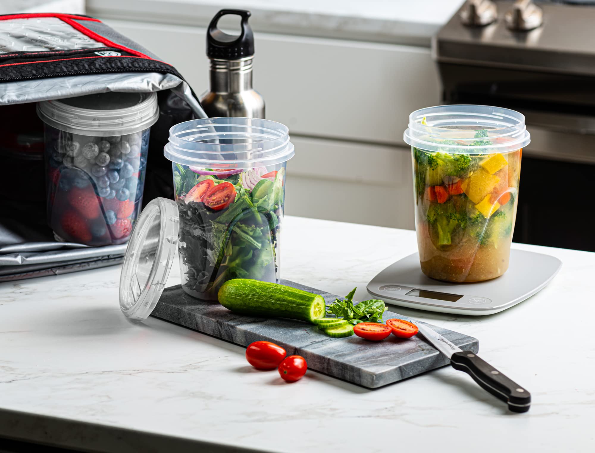 Elegant Disposables (32 Ounce 10 Pack) Clear Twist Cap Containers With Screw On Lids Twist Top Food Storage Freezer Containers