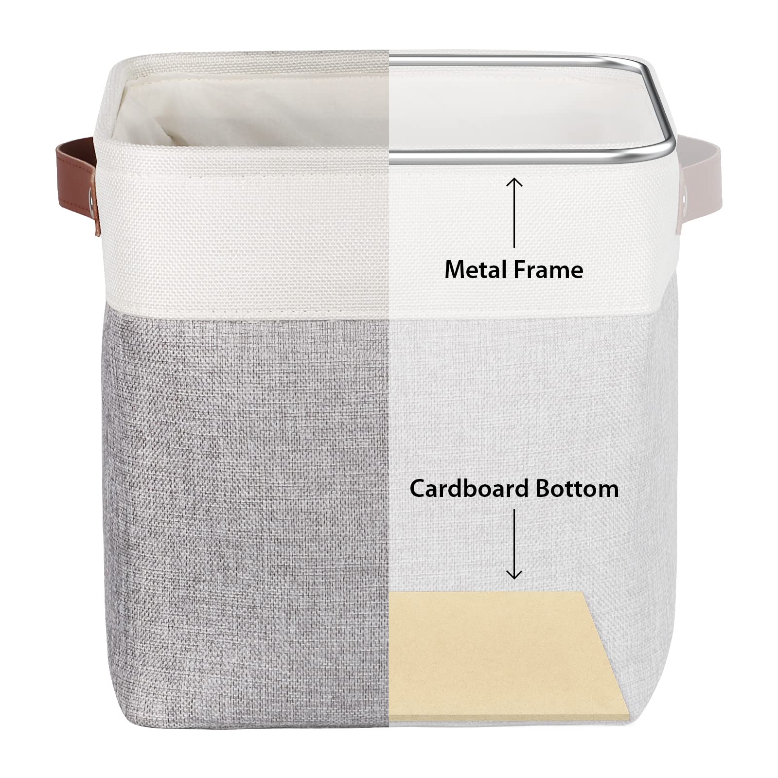 Univivi 10.5 Inch Fabric Cube Bins With Hard Bottom, 4 Pack Storage Baskets With Pu Handles For Shelves Closet Foldable Storage