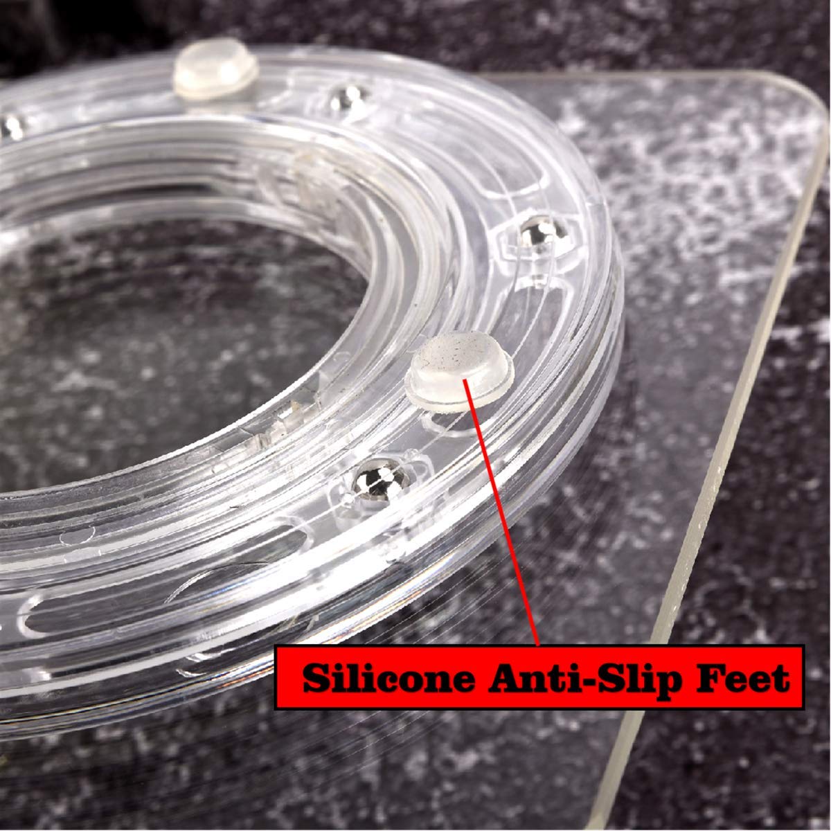 7'' Clear Cookie Decorating Turntable With Non-Slip Mat, San Sop Acrylic Bearing Base With Square Clear Top,Icing Your Cookies &