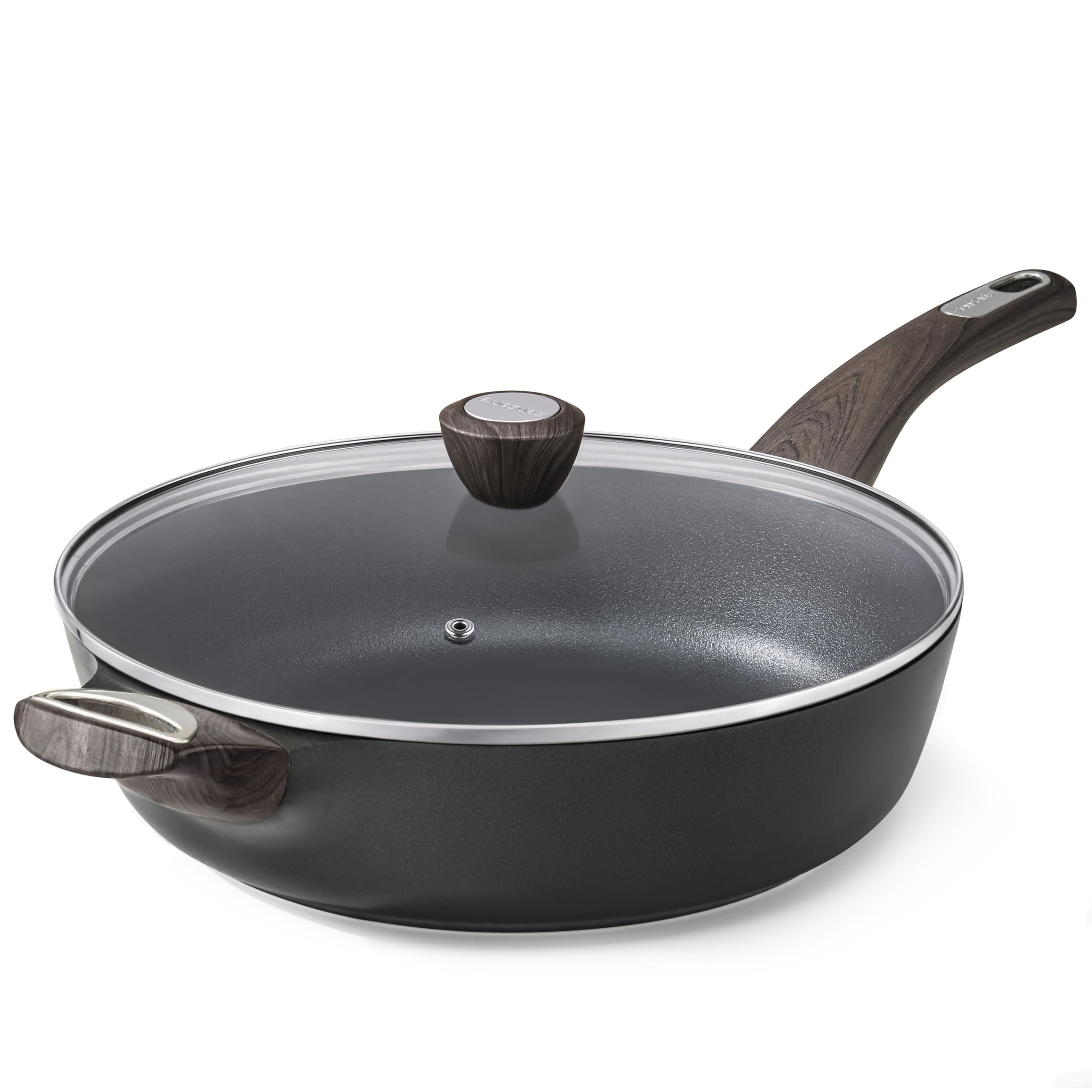 SENSARTE Nonstick Deep Frying Pan, 12 Inch Large Skillet Pan, Induction Cookware, 5Qt Non Stick Saute Pan with Lid, Non Toxic Co