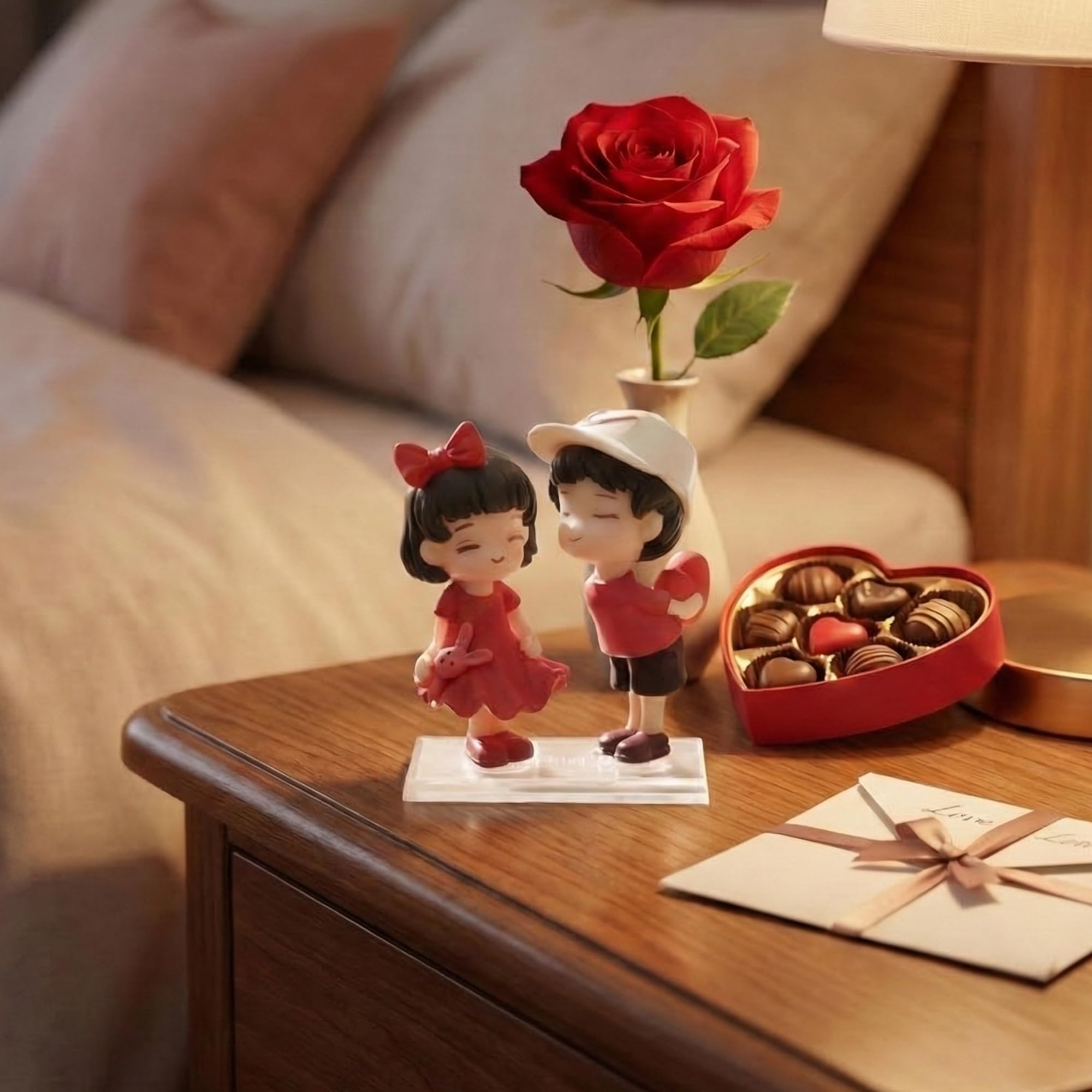 Ecraftindia Romantic Cute Couple Statue With Heart Teddy Bear Showpiece Home Decor Valentine Gift For Girlfriend Boyfriend Husba