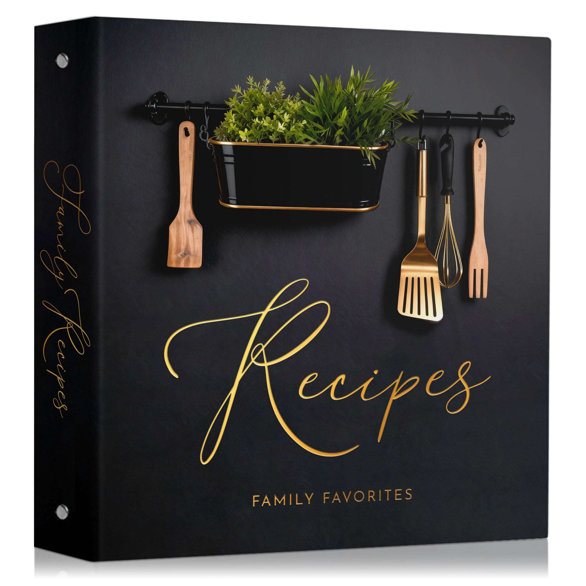 Recipe Binder 11x12 in | 3Ring Recipe Organizer with 25 Plastic Sleeves, 25 DoubleSided Recipe Cards & 12 Dividers | Family Re