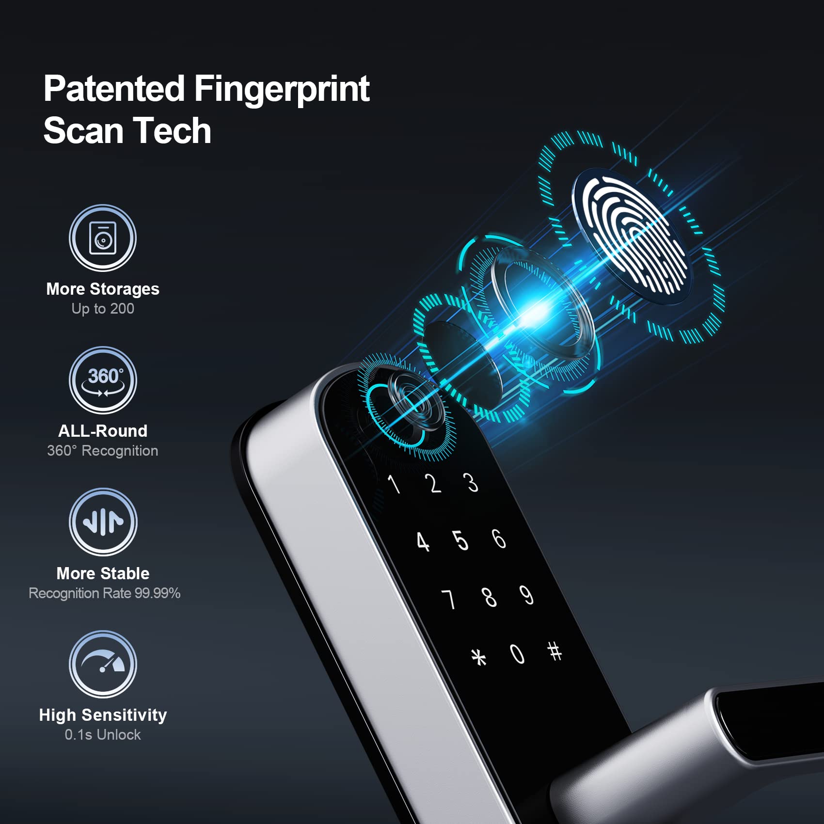 Dermum Smart Lock, Keyless Entry Door Lock, Smart Door Lock, Smart Lock For Front Door, Door Lock With Keypad, Fingerprint Door
