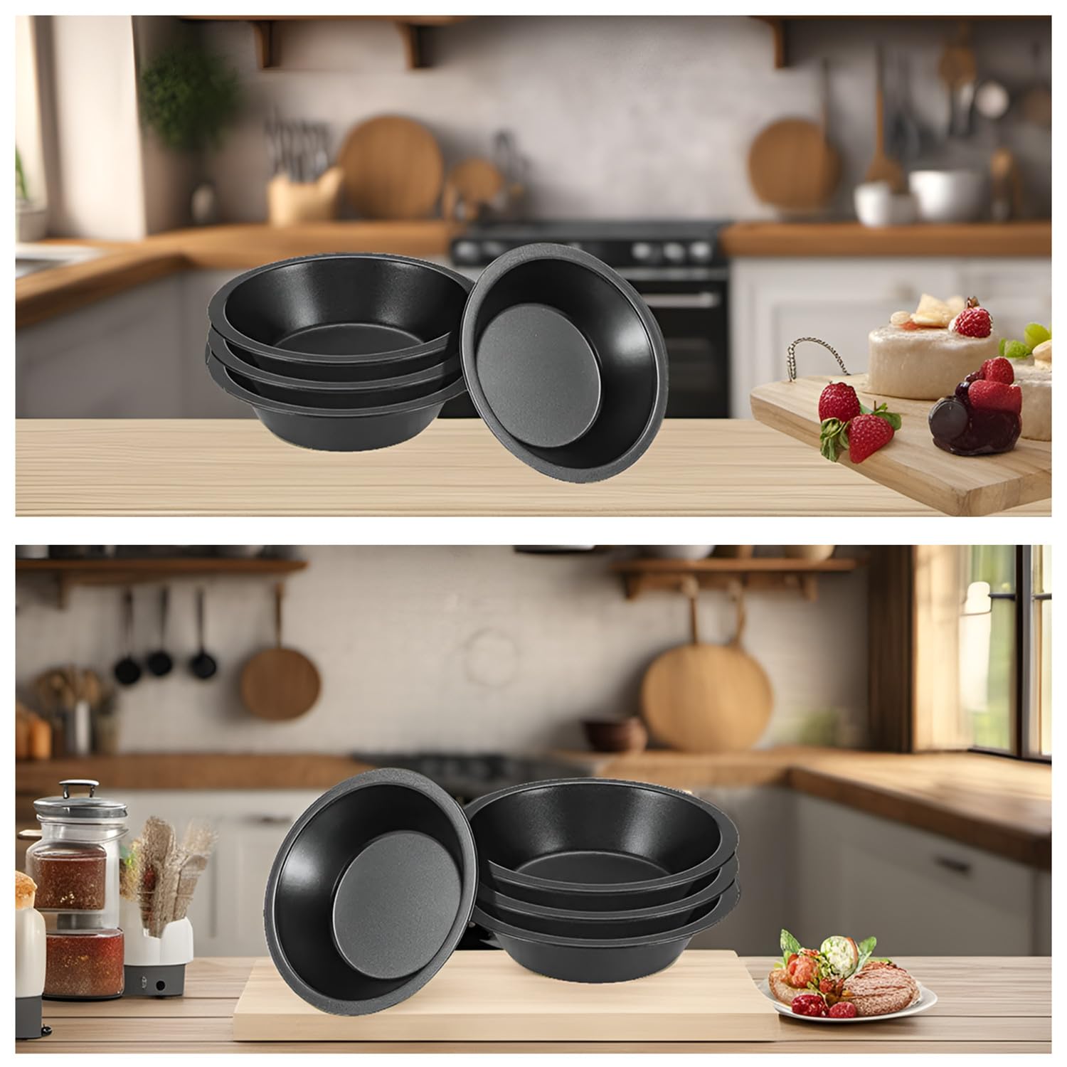 Rhblme 10 Pack Mini Pie Tins, 4 Inch Mini Pie Pans Nonstick Small Pie Tins, Carbon Steel Small Pie Pans Individual Pie Tins For
