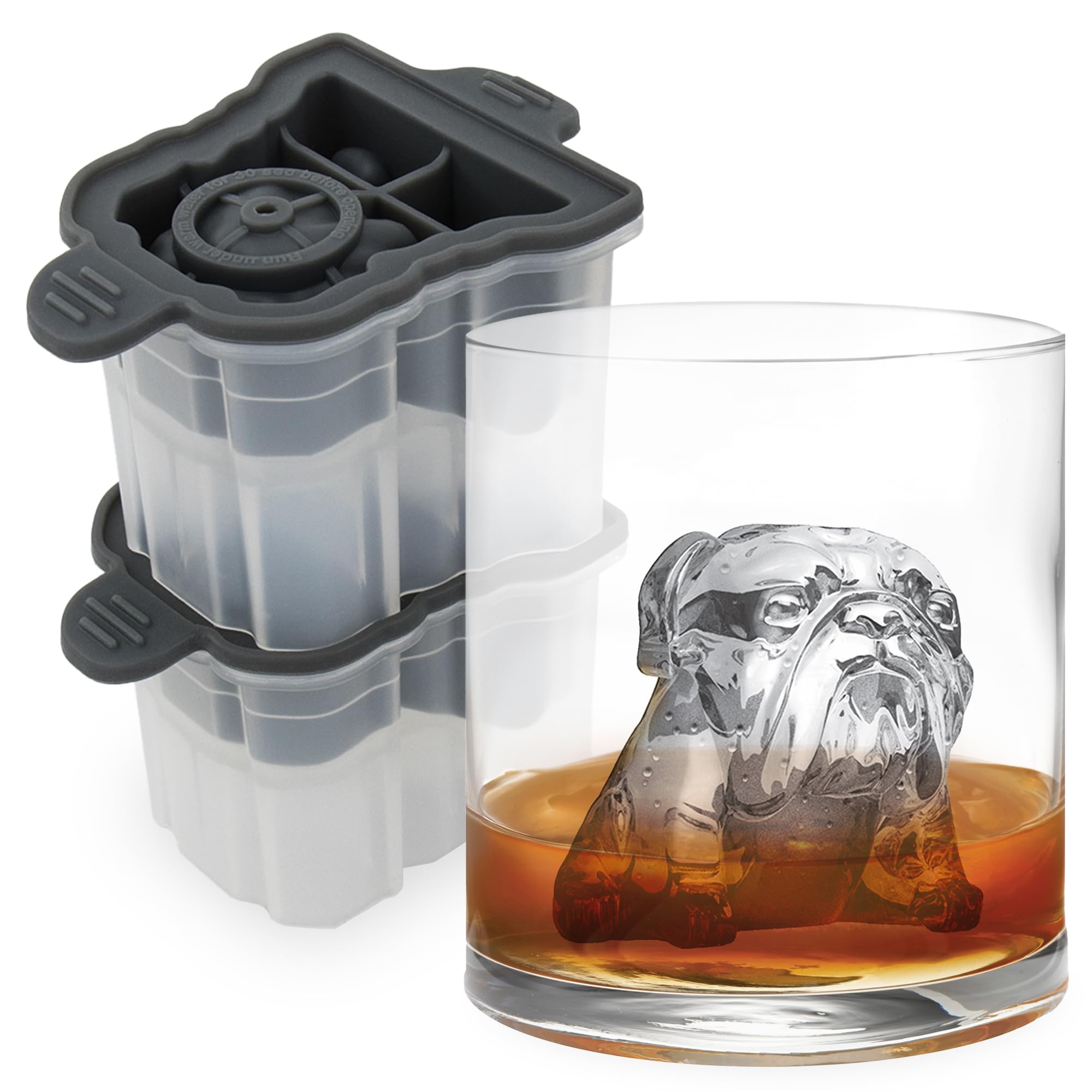 Tovolo Bulldog Shaped Ice Molds, Set of 2 - Large Ice Mold Gift Ideal for Dog Lovers - Unique Ice Mold Chills Drinks - Odor-Free