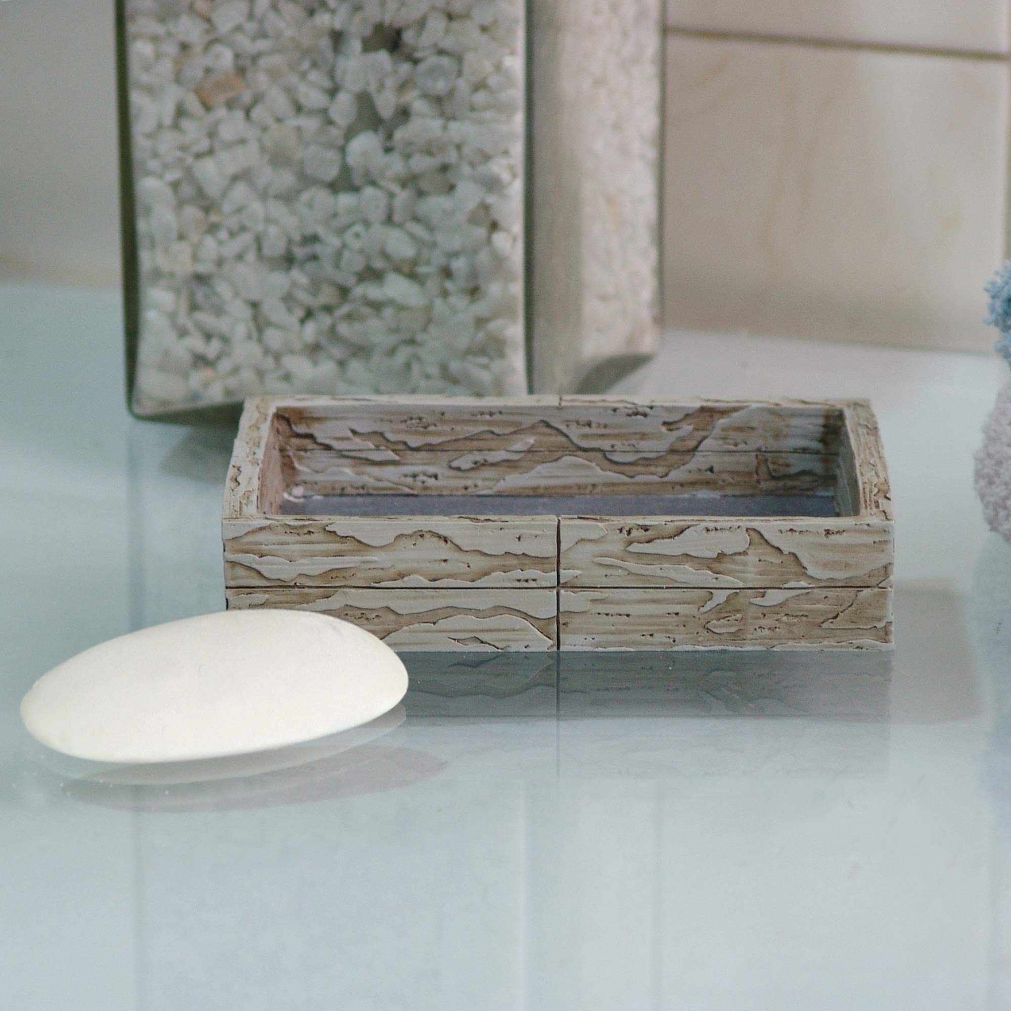 Nu Steel Rustic Bathroom Soap Bar Dish Holder In Real Cement And Stone For Bathrooms & Vanity Spaces