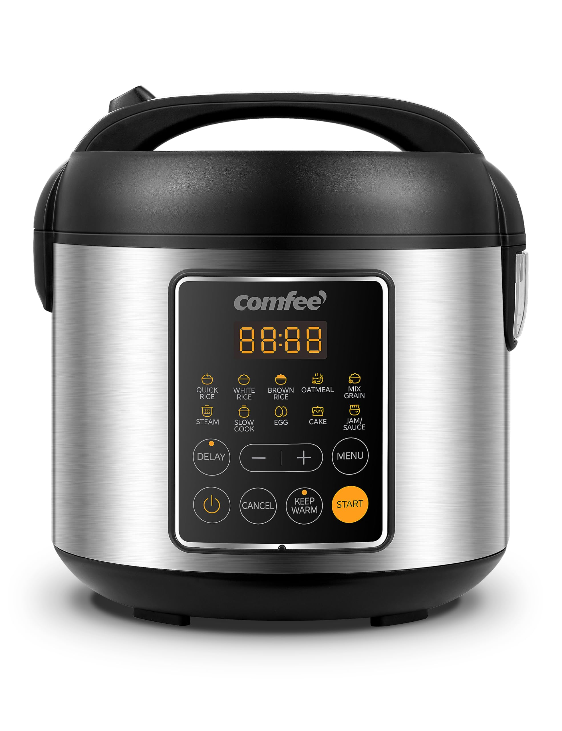 COMFEE Rice Cooker, 4 Cups Uncooked, 8 Cups Cooked Slow Cooker, 2 Qt Small Multicooker with 10 Presets, Steamer & Grain Cooker,