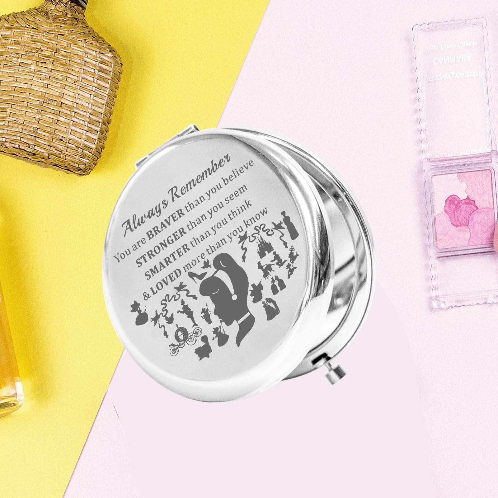 Keychin Princess Blue Dress Pocket Fairy Tale Fans Gifts You Are Braver Stronger Smarter Than You Think Compact Mirror For Women