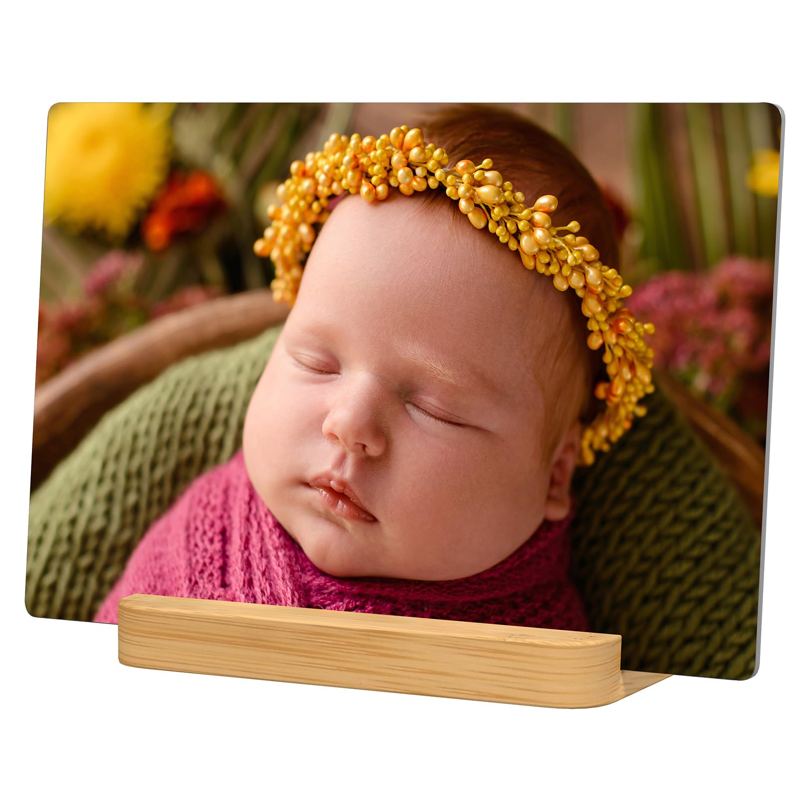 Xiaodaxia Custom Metal Photo Prints Customized Photo Gifts With Natural Bamboo Base,Personalized Picture Gifts For Family And Lo