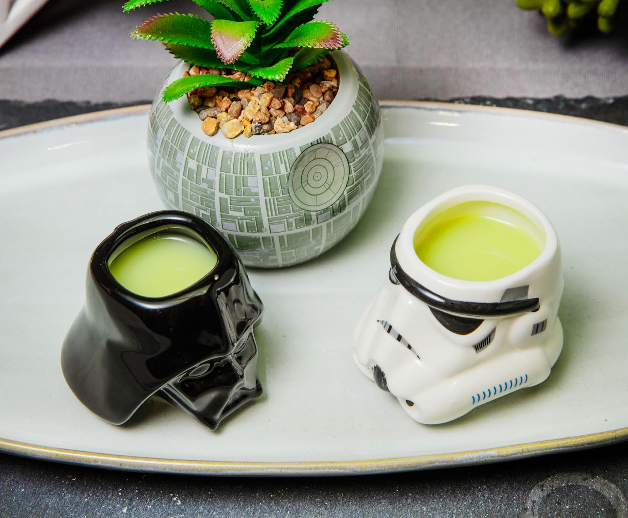 Silver Buffalo Star Wars Darth Vader And Stormtrooper Helmets Sculpted Ceramic Mini Mugs, Set Of 2 | Small Coffee Cups For Espre