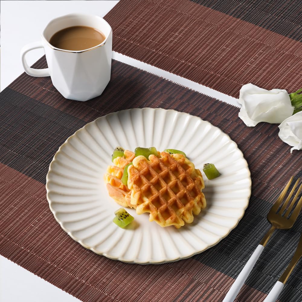 Homedge Pvc Placemat, 4 Pcs Of Non-Slip Heat Resistant Place Mats, Washable Vinyl Placemats, Set Of 4 - Ombre Brown Black