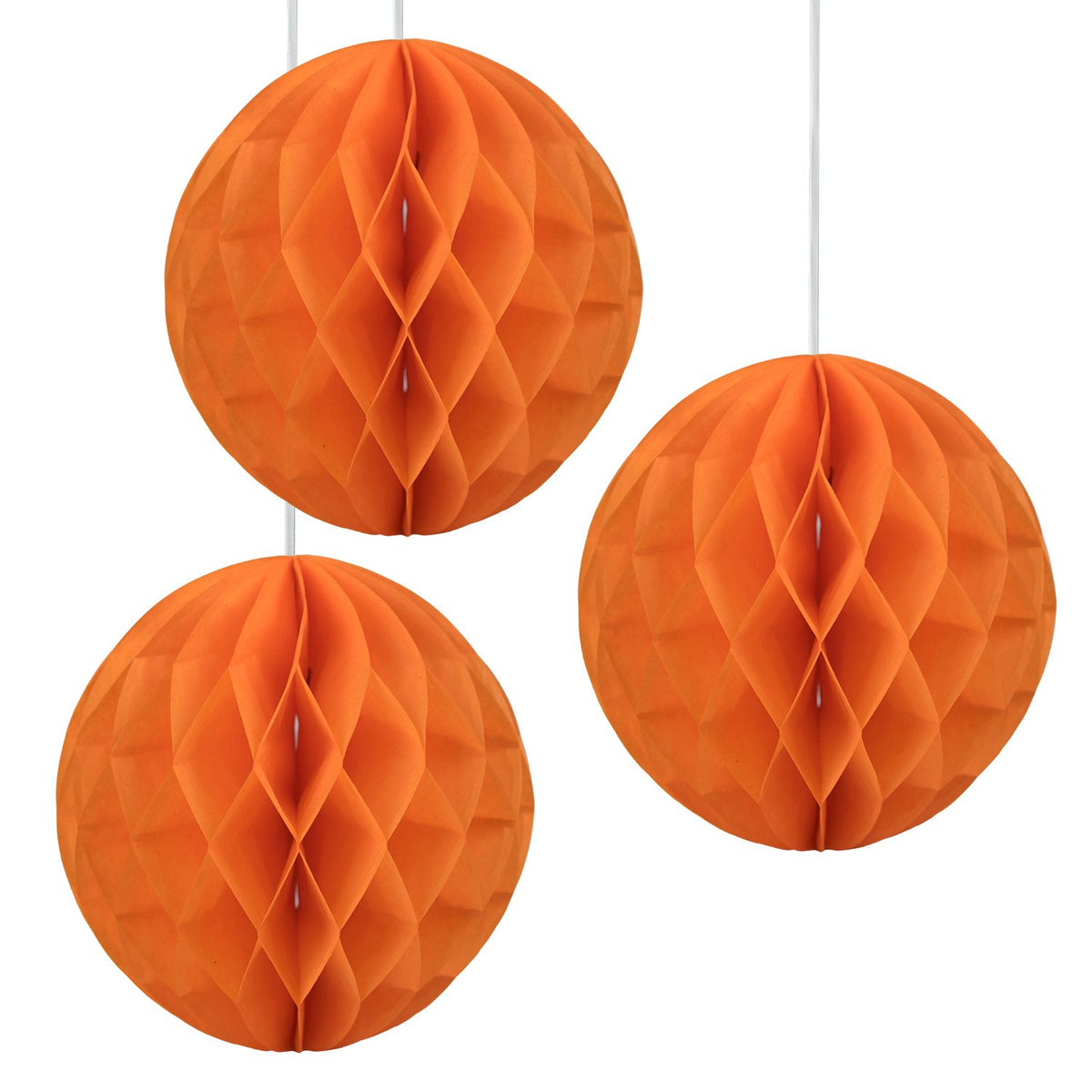 Floral Reef Set Of 3 - 8'' Orange Tissue Paper Honeycomb Ball Pom Pom Flower Hanging Home Decoration Party Wedding Halloween