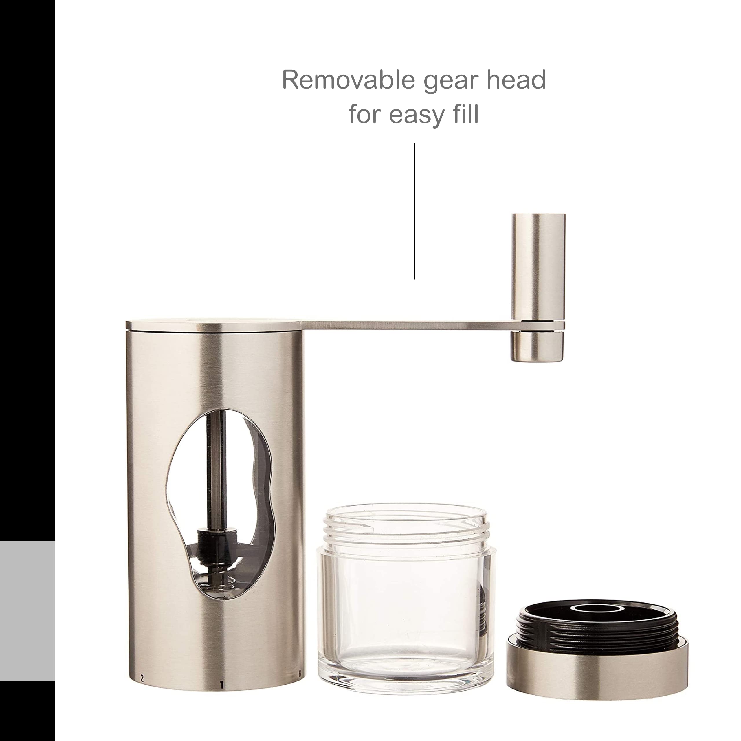 Adhoc Mrs. Bean Stainless Steel Coffee Grinder With Adjustable Coarseness Settings - Manual & Portable Coffee Bean Grinder - Sta