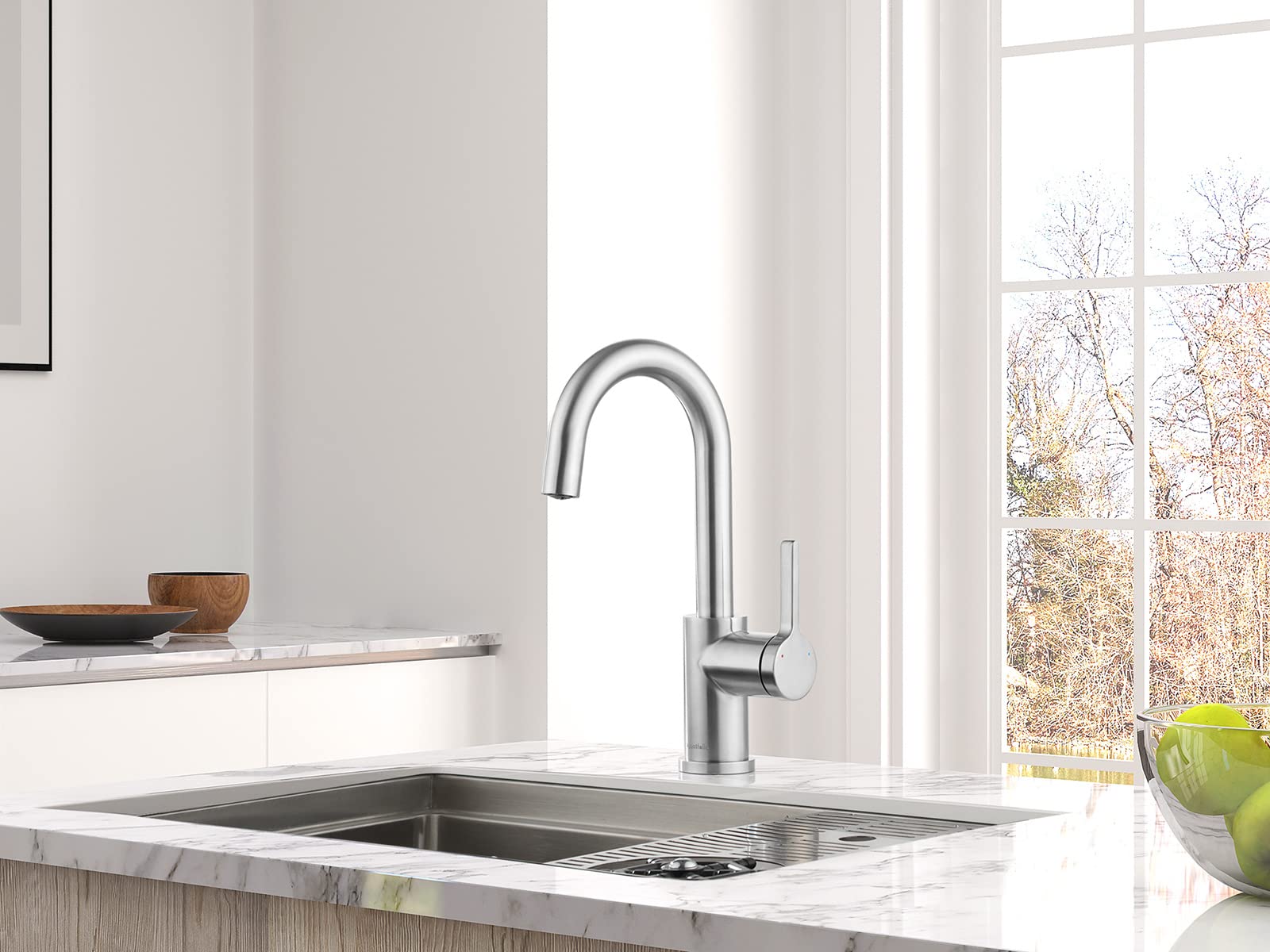 AguaStella AS1010SS Stainless Steel Bar Faucet or Prep Kitchen Sink Faucet with Single Handle