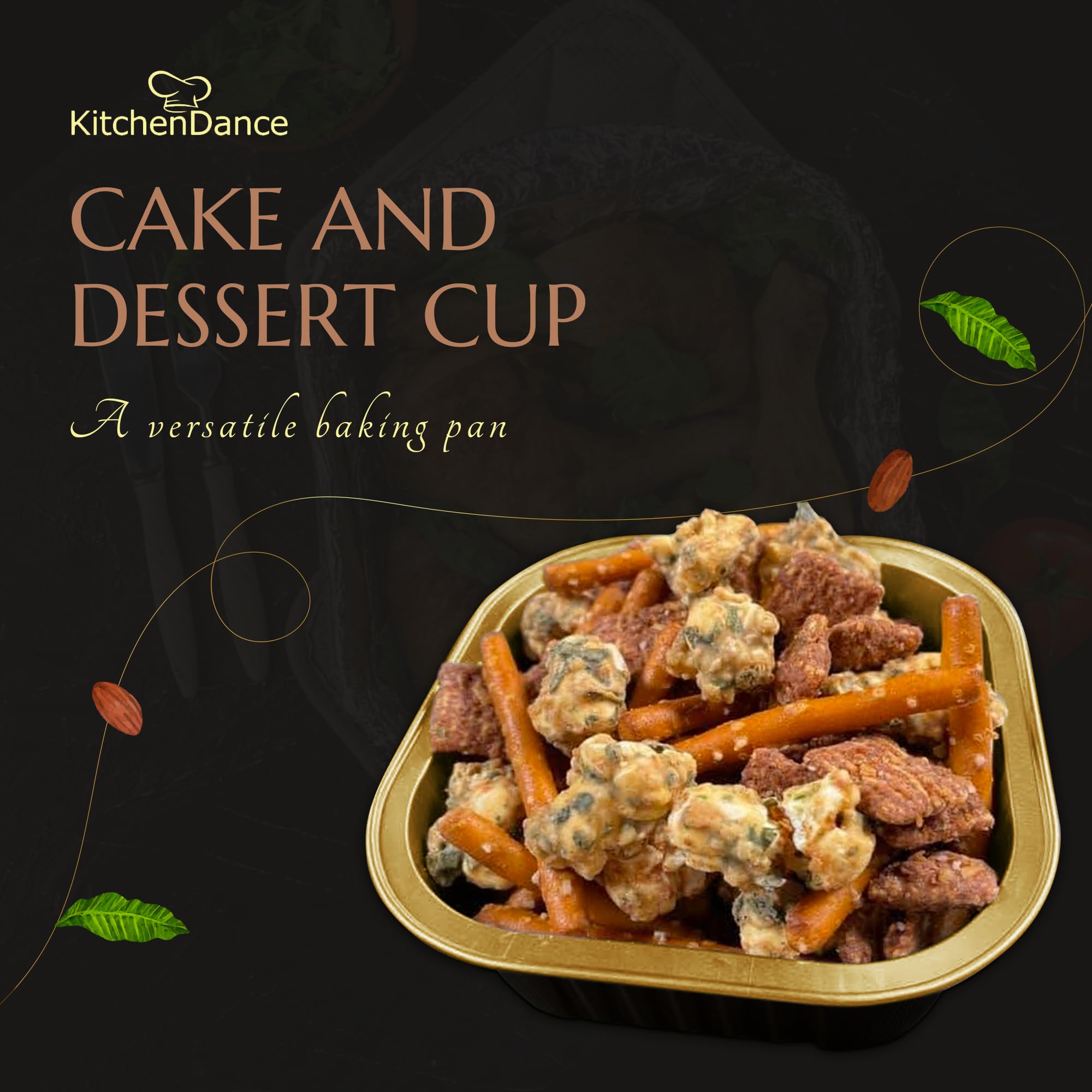 Kitchendance Disposable Foil Cake And Dessert Cup Set With Lid - 4.5 X 4.5'' Square Cake Baking Pan For Hotels, Restaurants, Hea