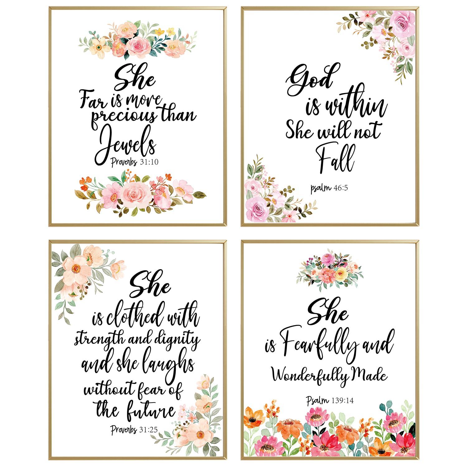 Flowers Bible Verse Wall Art Posters, Christian Wall Decor, Scripture Wall Decor, The Bible For Teen Girls, Gift For Girls Women