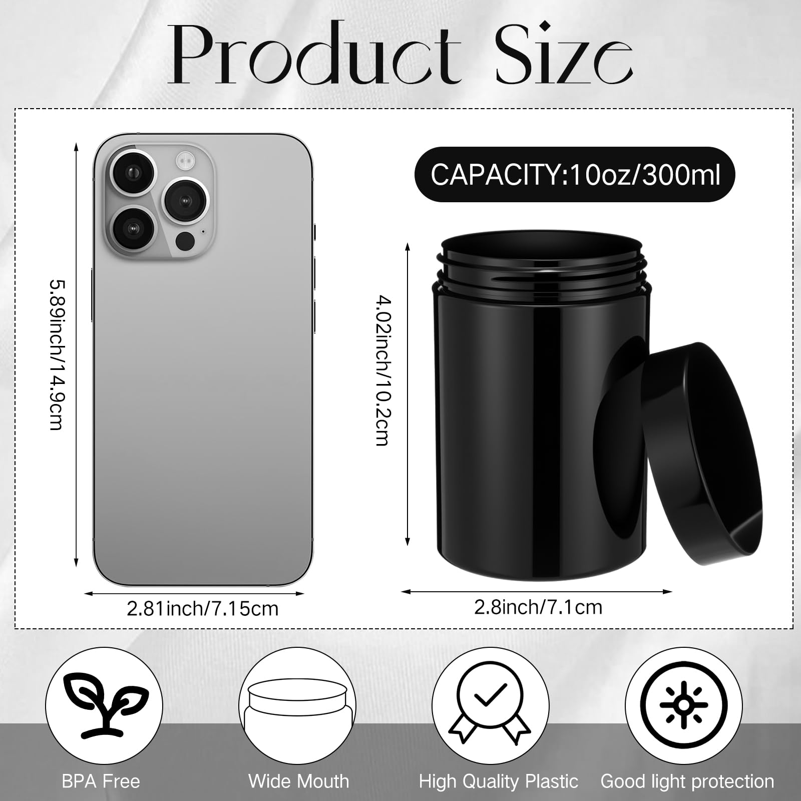 Satinior 12 Pack 10 Oz Plastic Container Jars With Lids Round Clear Travel Cosmetic Container Slime Jar For Toiletries, Lotion,