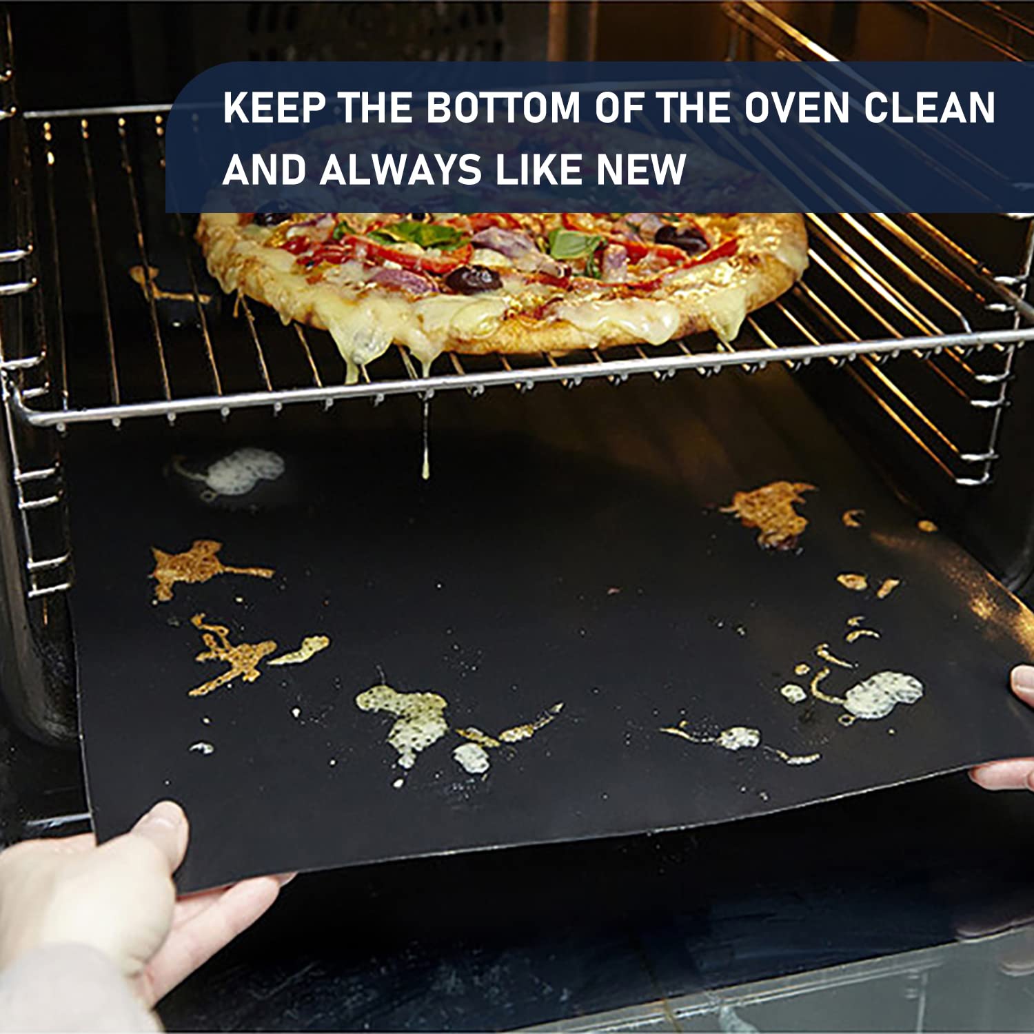 Meegoo Oven Liners - 4 Pack Non-Stick, BPA & PFOA Free, 15.74"x23.62", Black, Fits Electric & Gas Ovens