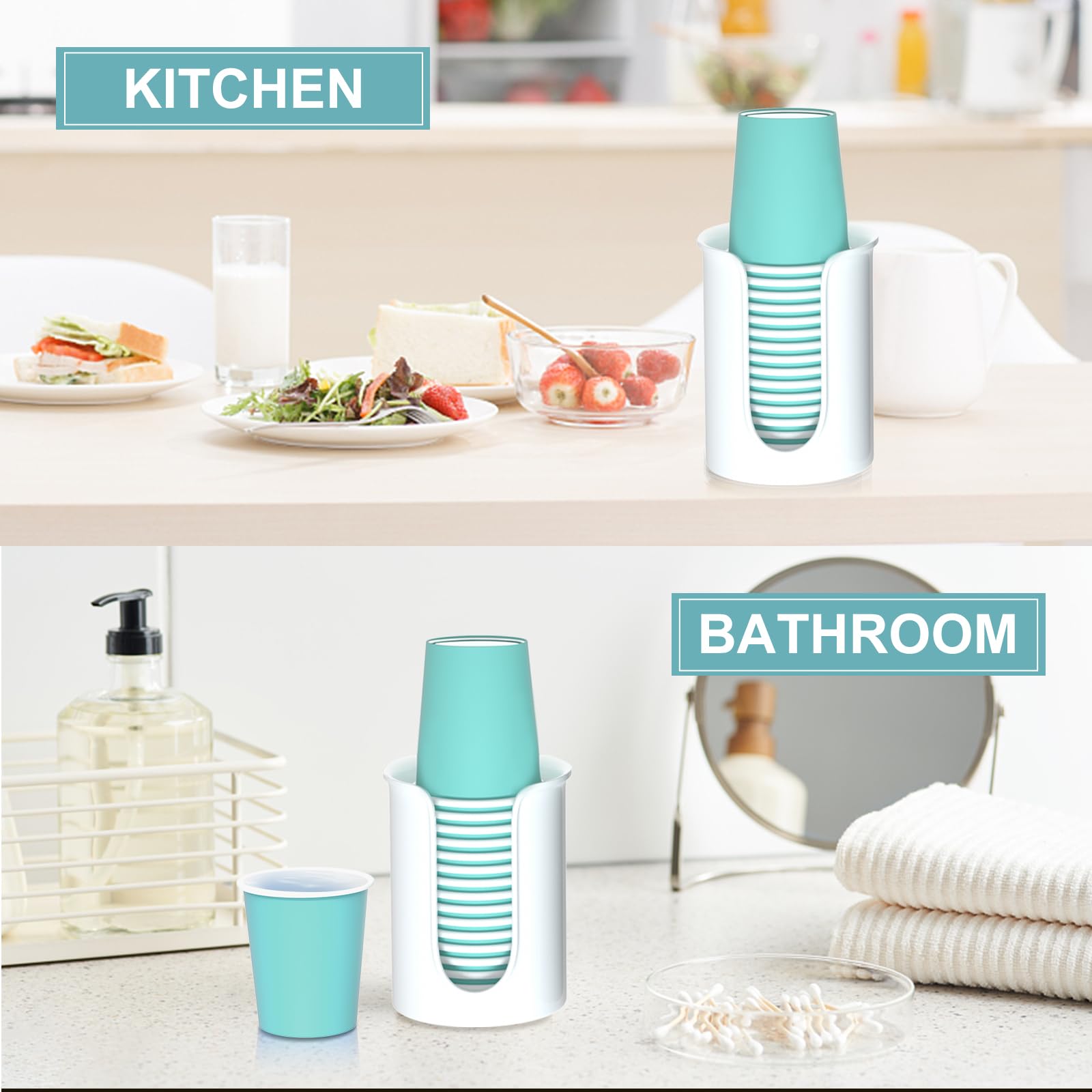 Byaway Bathroom Cup Holder White Disposable Paper Cup Dispenser, For 5 Ounce Bath Cups,2 Pack Mouthwash Cup Holder 5Oz Cup Dispe