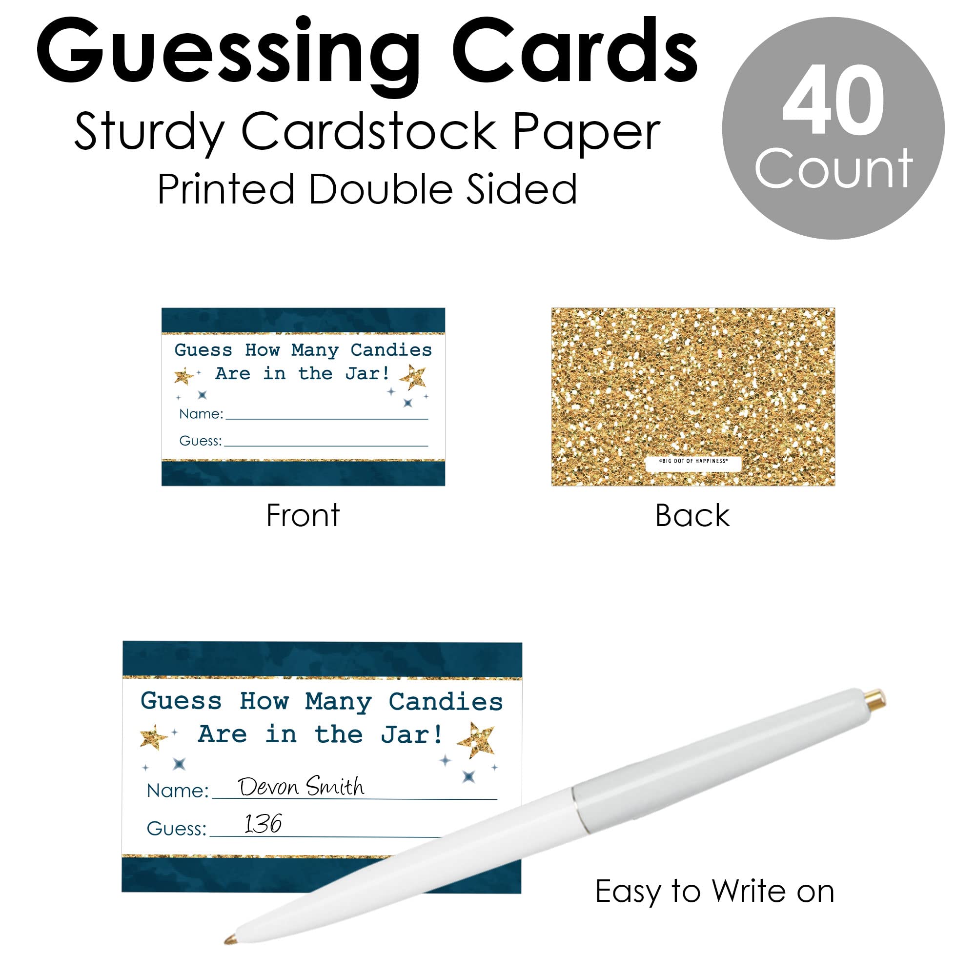 Big Dot Of Happiness Twinkle Twinkle Little Star - How Many Candies Baby Shower Or Birthday Party Game - 1 Stand And 40 Cards -