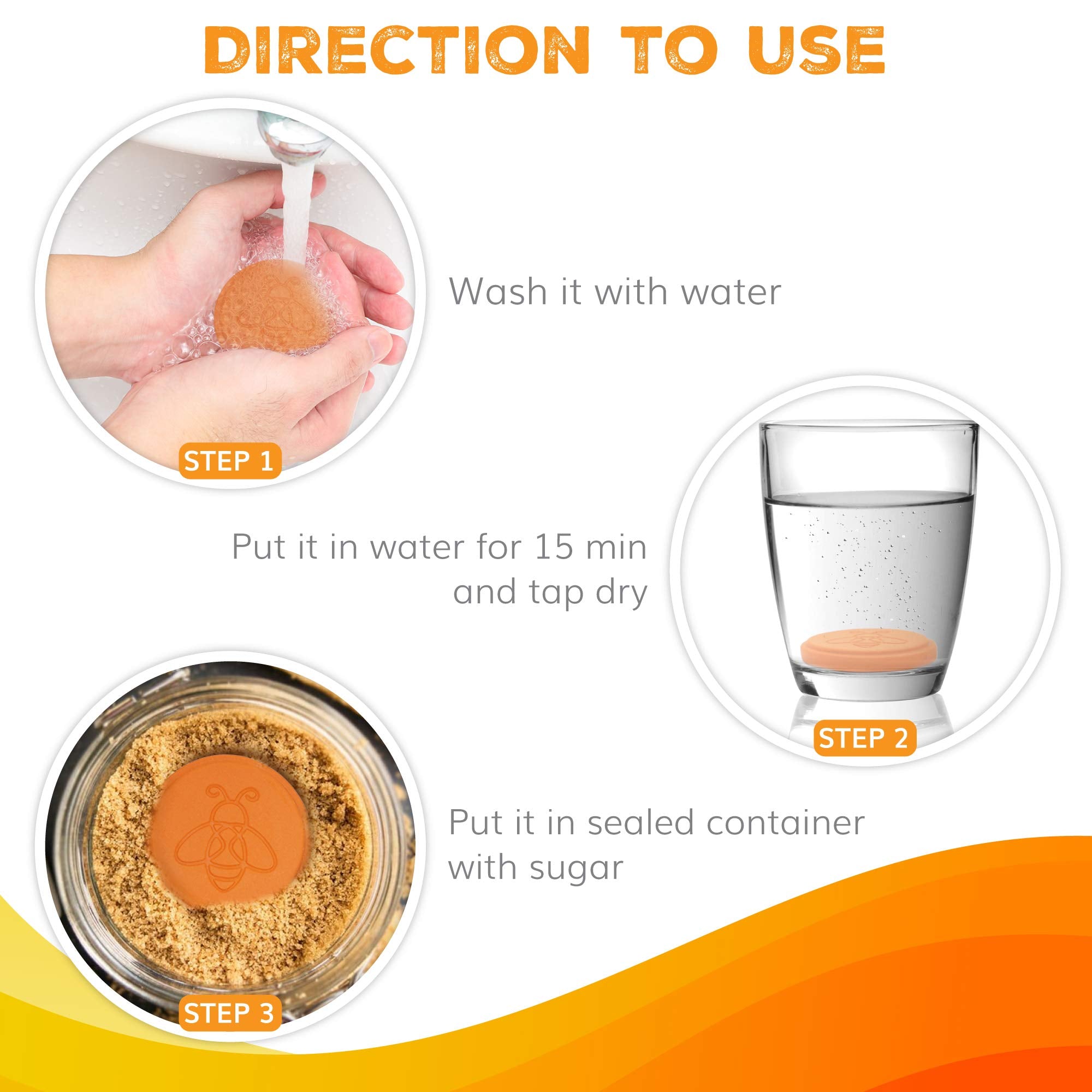 ENOLVO Terracotta Brown Sugar Saver- Brown Sugar Keeper Disc to Maintain Food Moisture in Storage Container - Terra Cotta Bear S