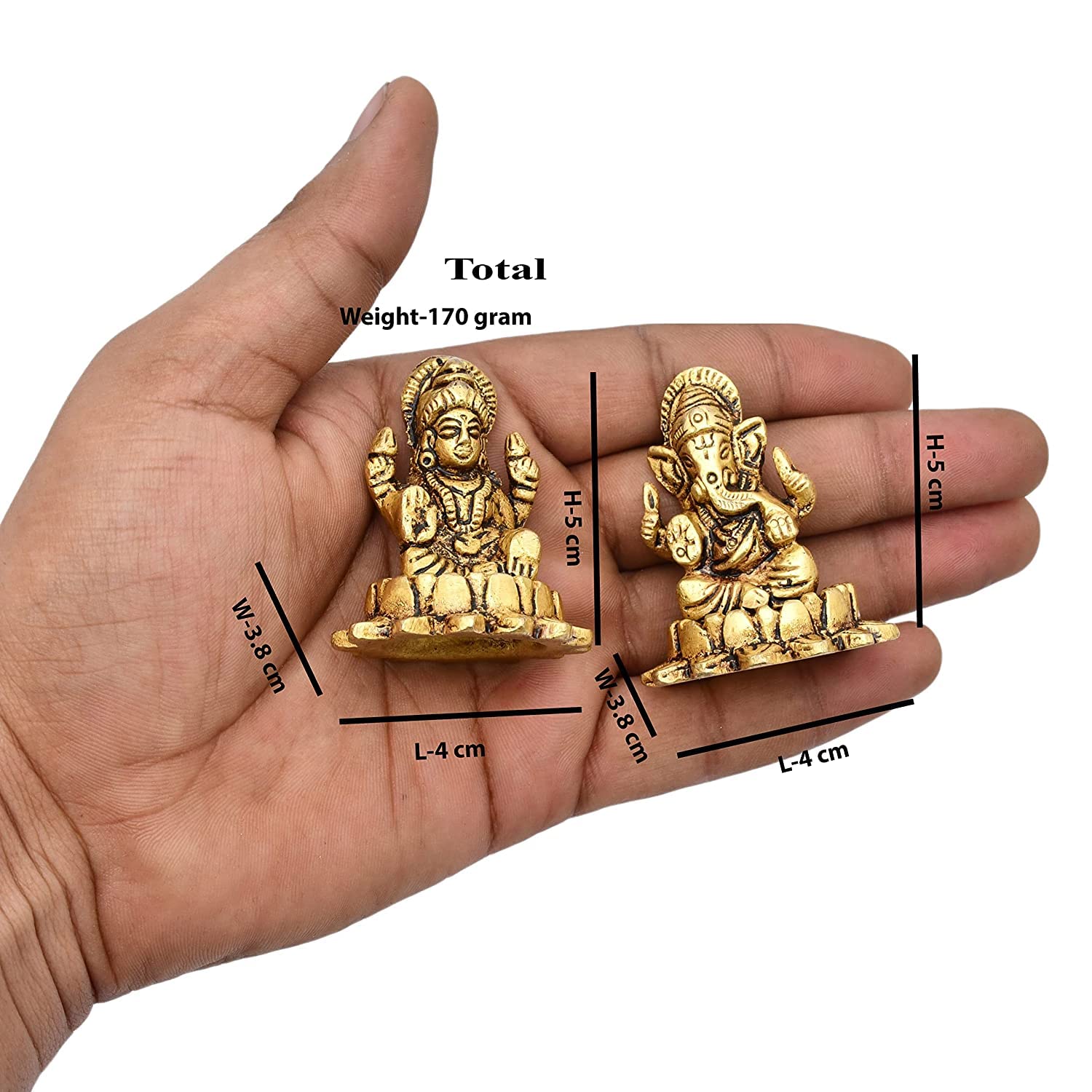 Aargkraft Brass Laxmi Ganesh Ji Idol With Temple Showpiece Ideal For Home Office Temple Pooja Decor | Lakshmi Ganesha Idol Statu