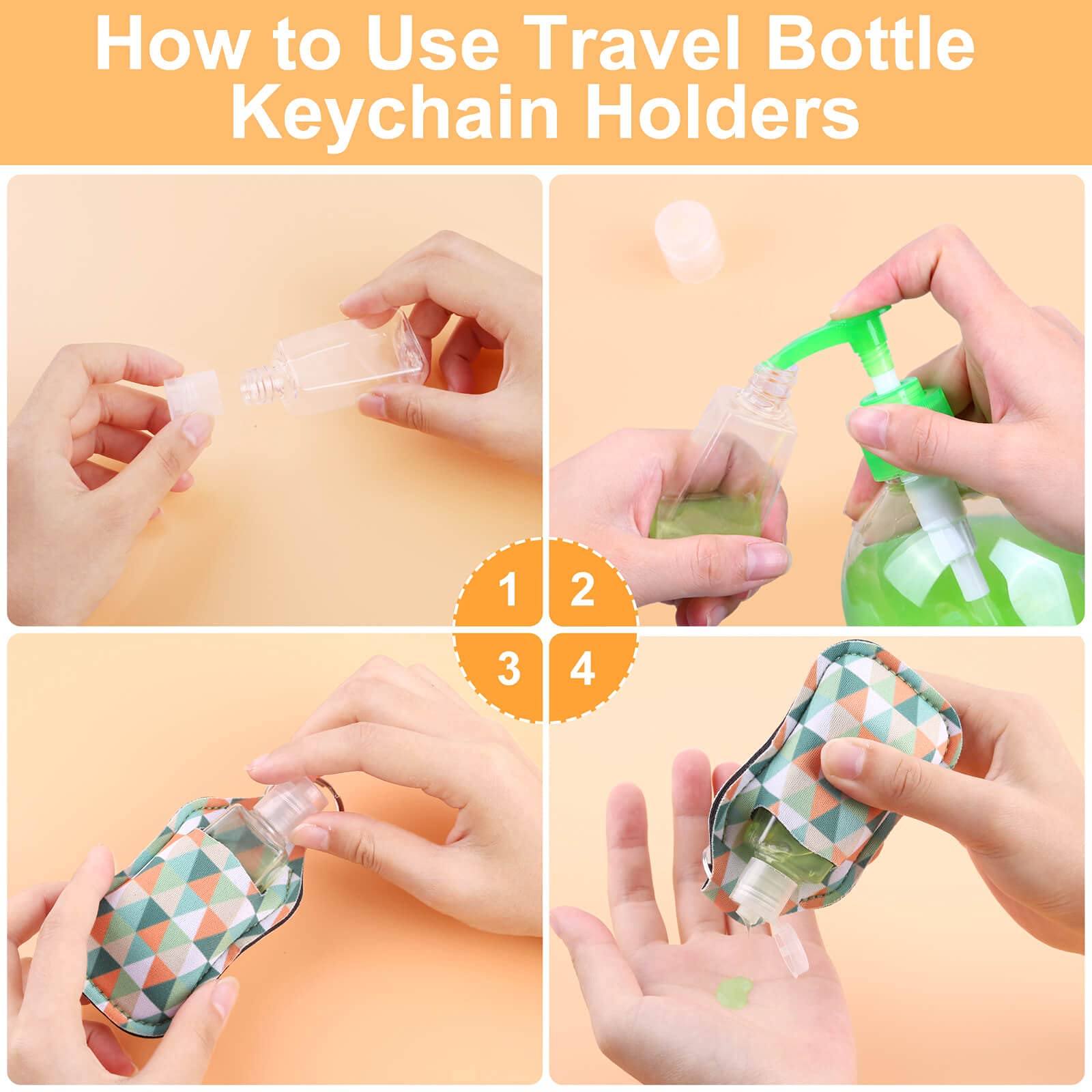 Empty Hand Sanitizer Holders Set 60Pcs, Include 20 Portable Refillable Travel Bottle Container With Flip Cap, 20 Reusable Bottle